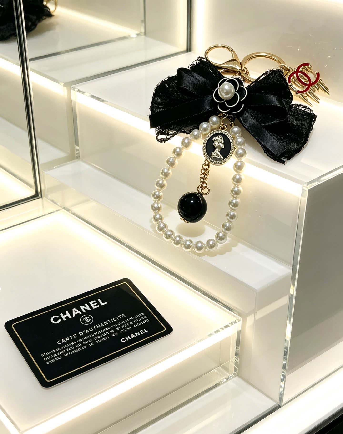 Chanel Pearl and Lace Keychain