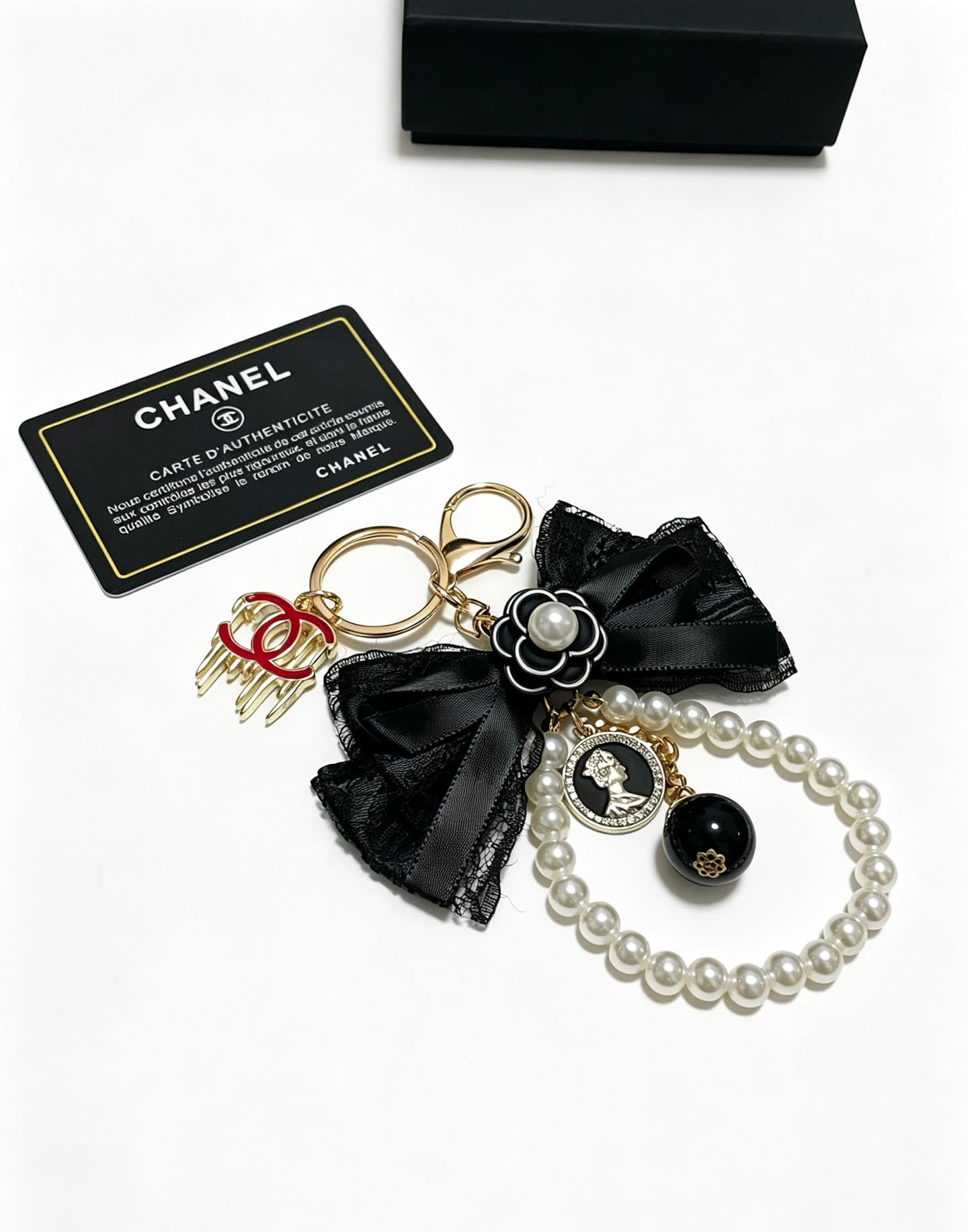 Chanel Pearl and Lace Keychain