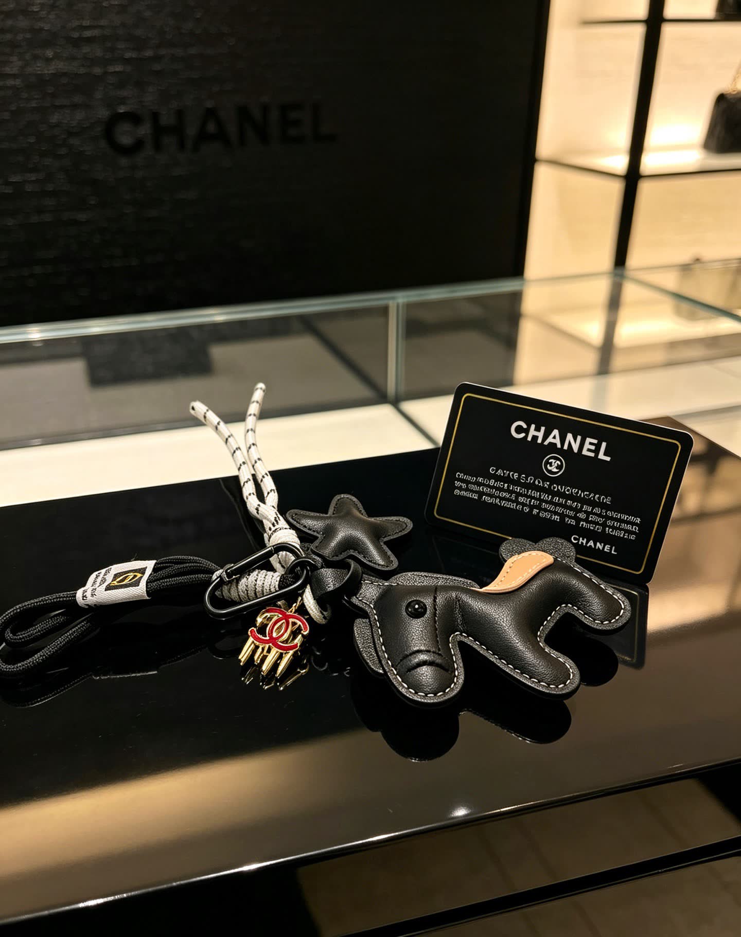 Chanel Leather Keychain with Horse Charm