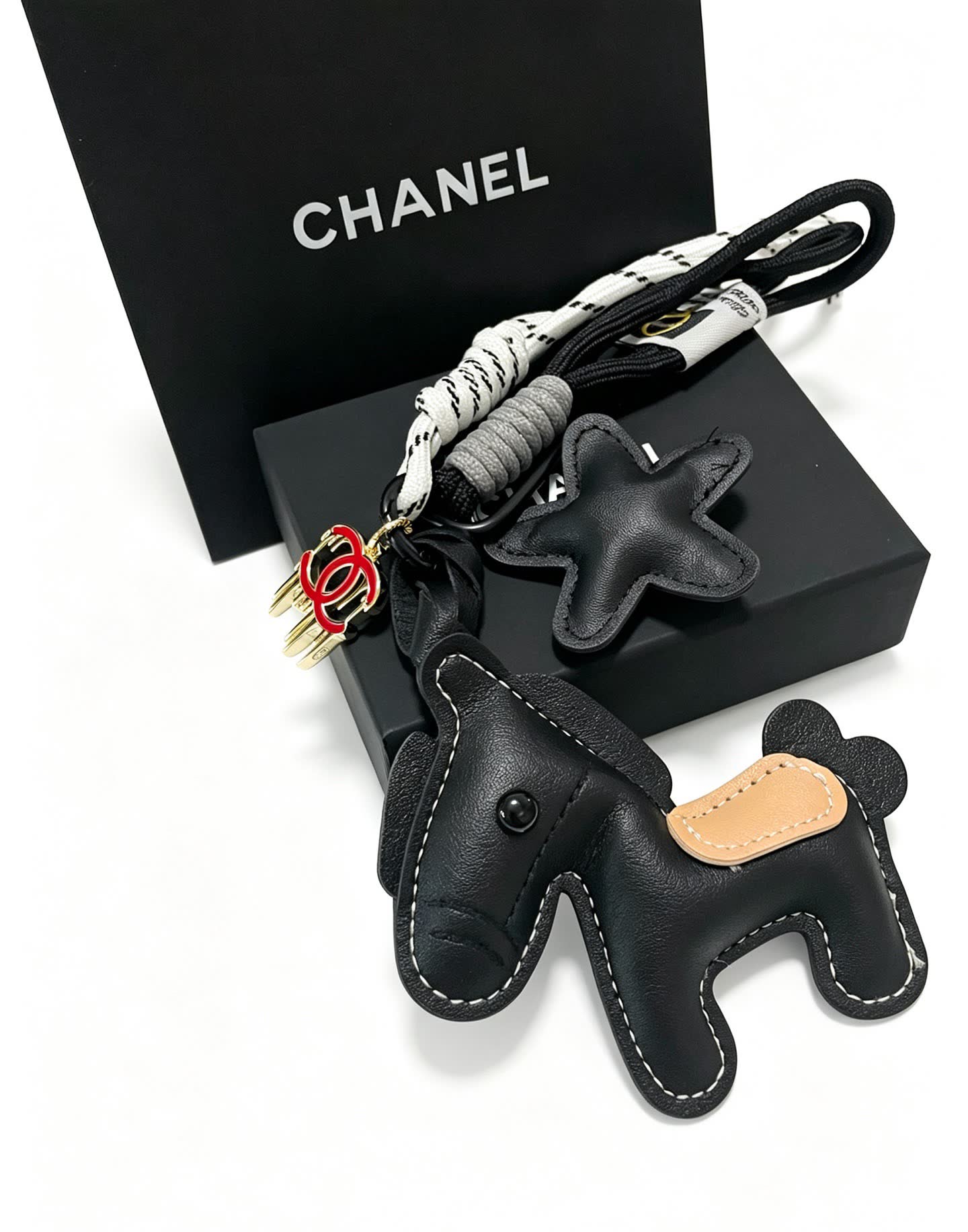 Chanel Leather Keychain with Horse Charm