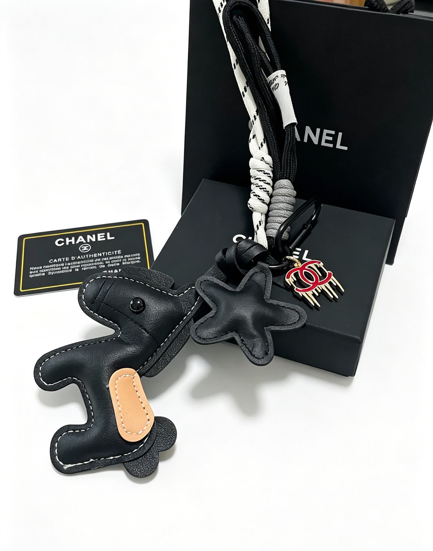 Chanel Leather Keychain with Horse Charm