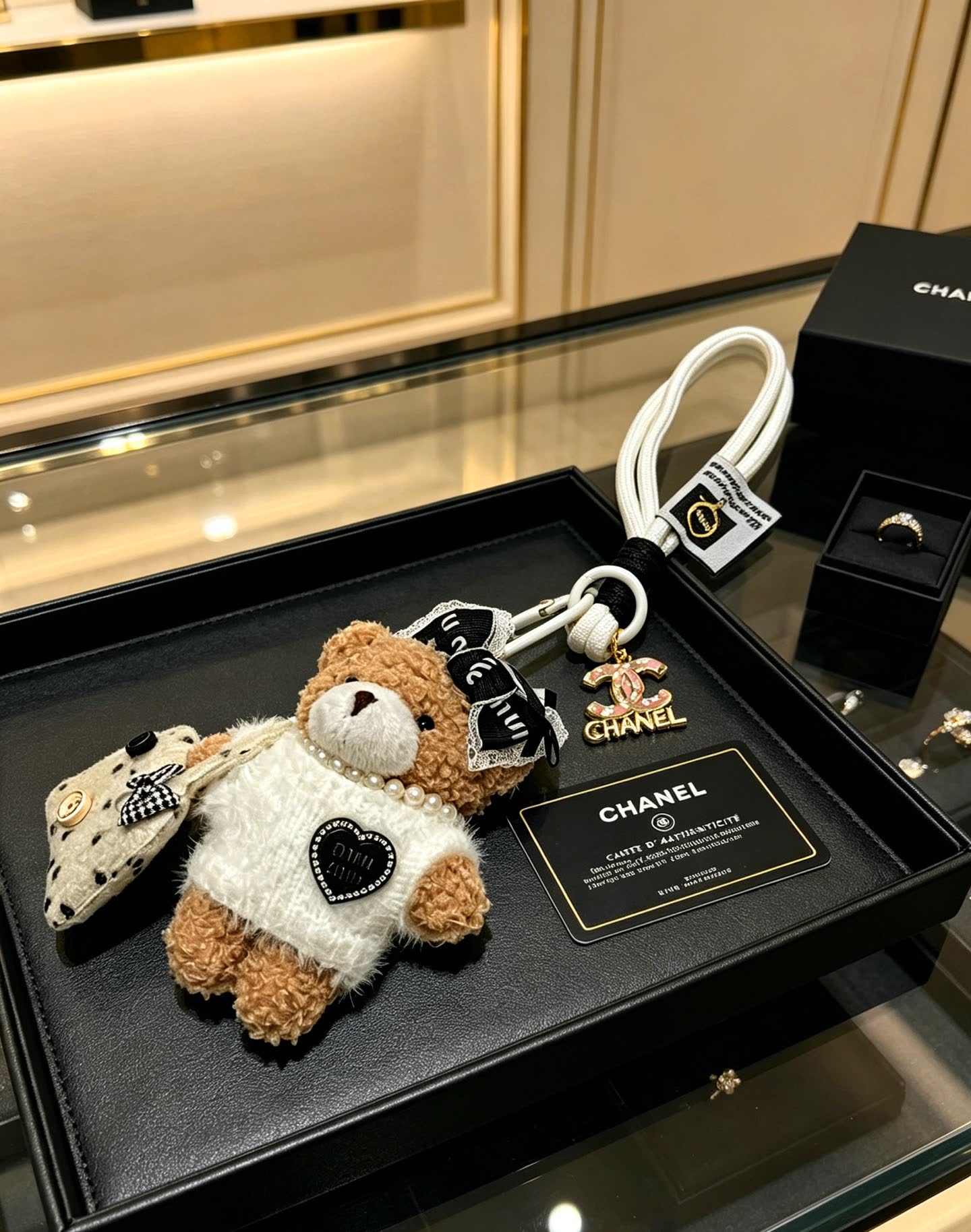 Chanel Bear Charm with Heart and Logo Chanel Bear Charm with Heart and Logo