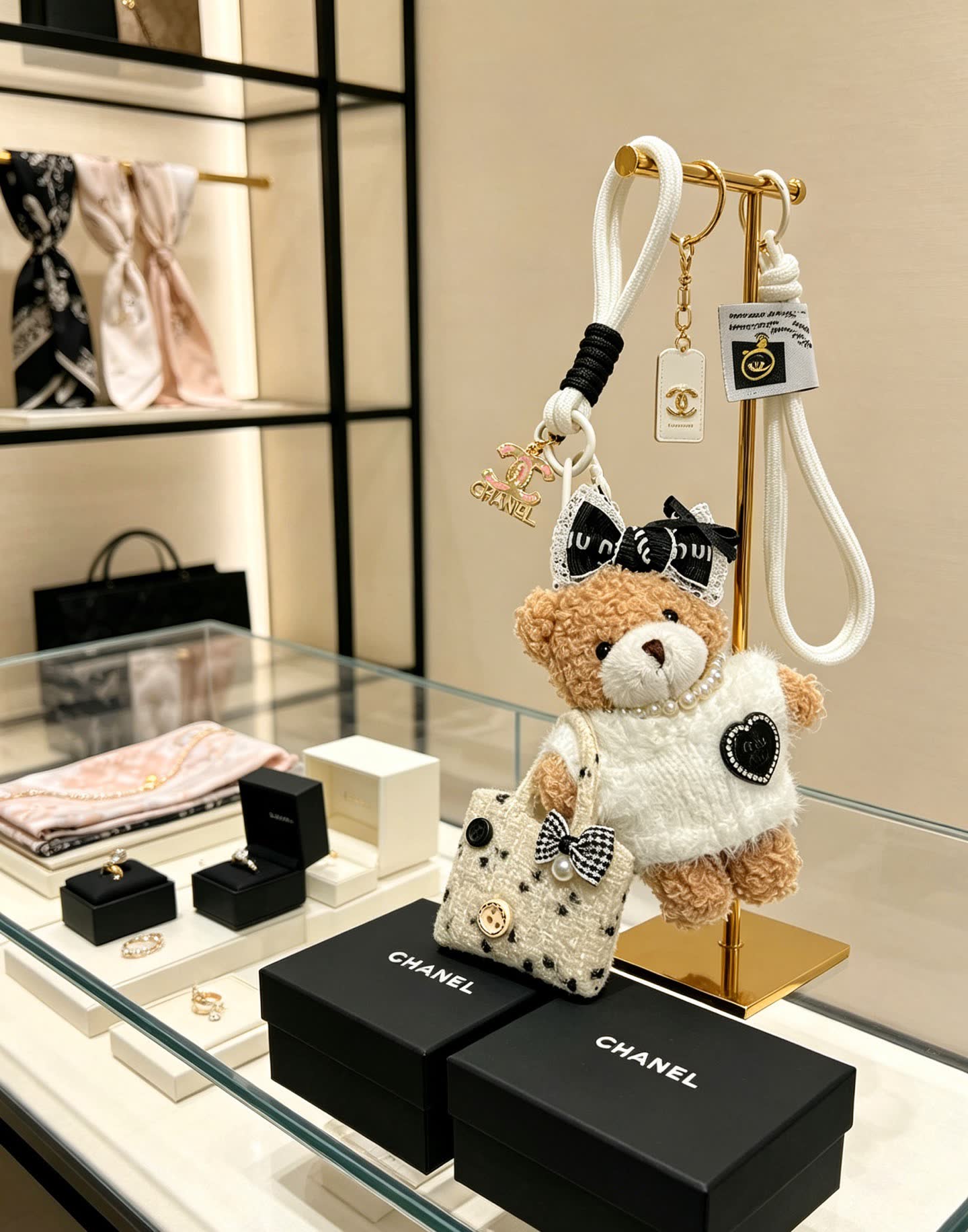Chanel Bear Charm with Heart and Logo