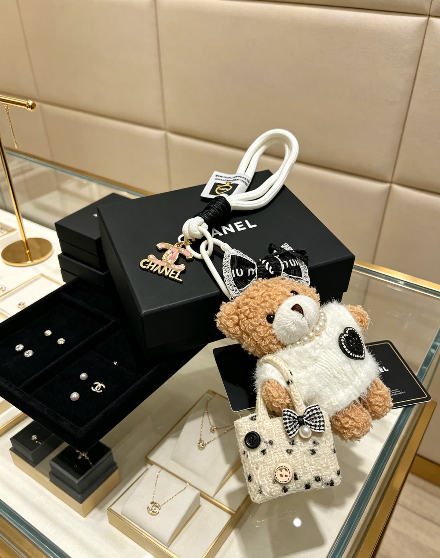 Chanel Bear Charm with Heart and Logo