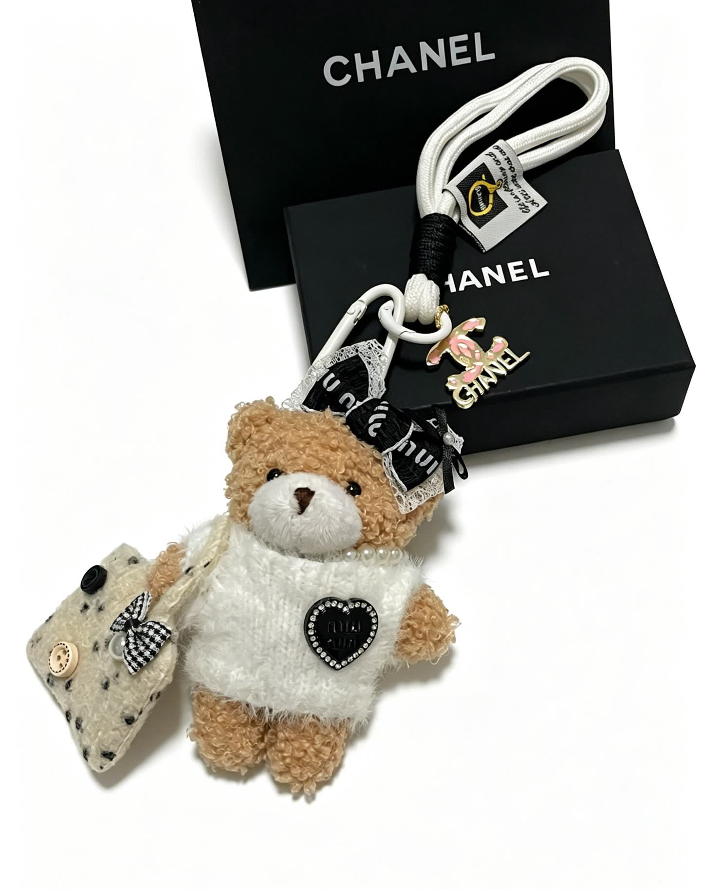 Chanel Bear Charm with Heart and Logo