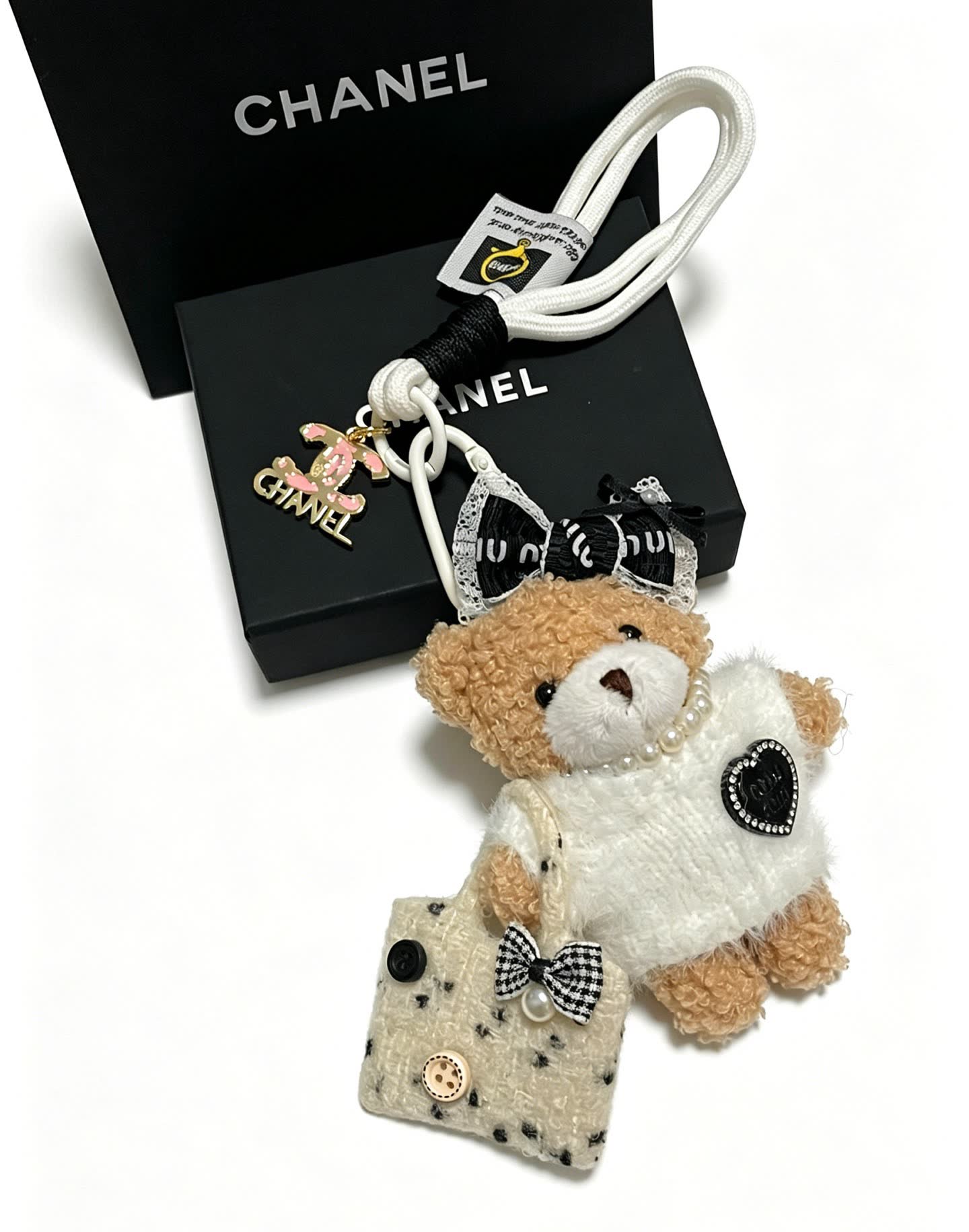 Chanel Bear Charm with Heart and Logo