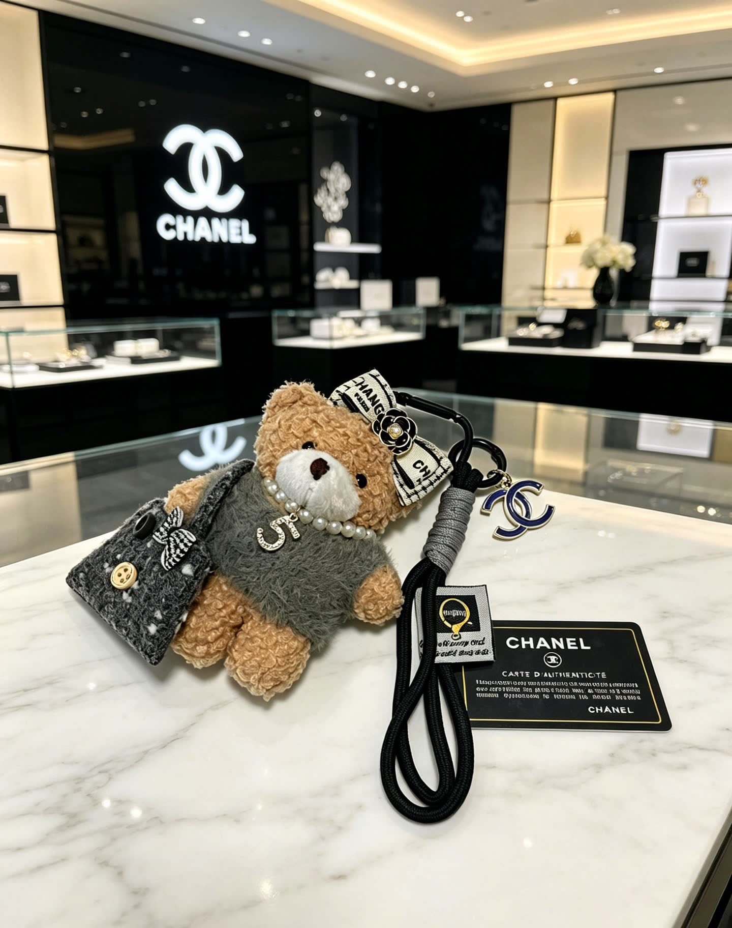 Chanel Teddy Bear Keychain