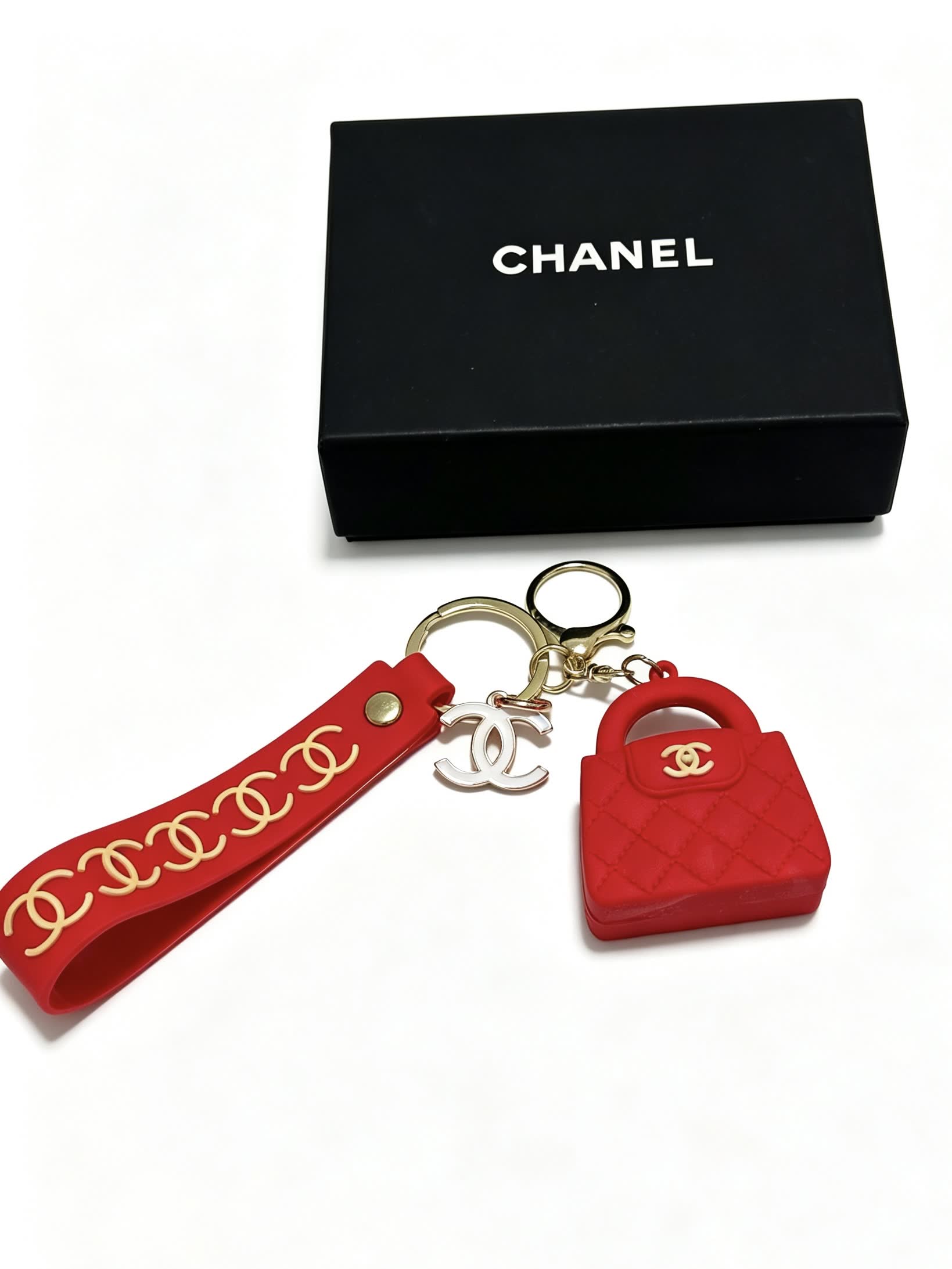 Chanel Red Quilted Bag Keychain