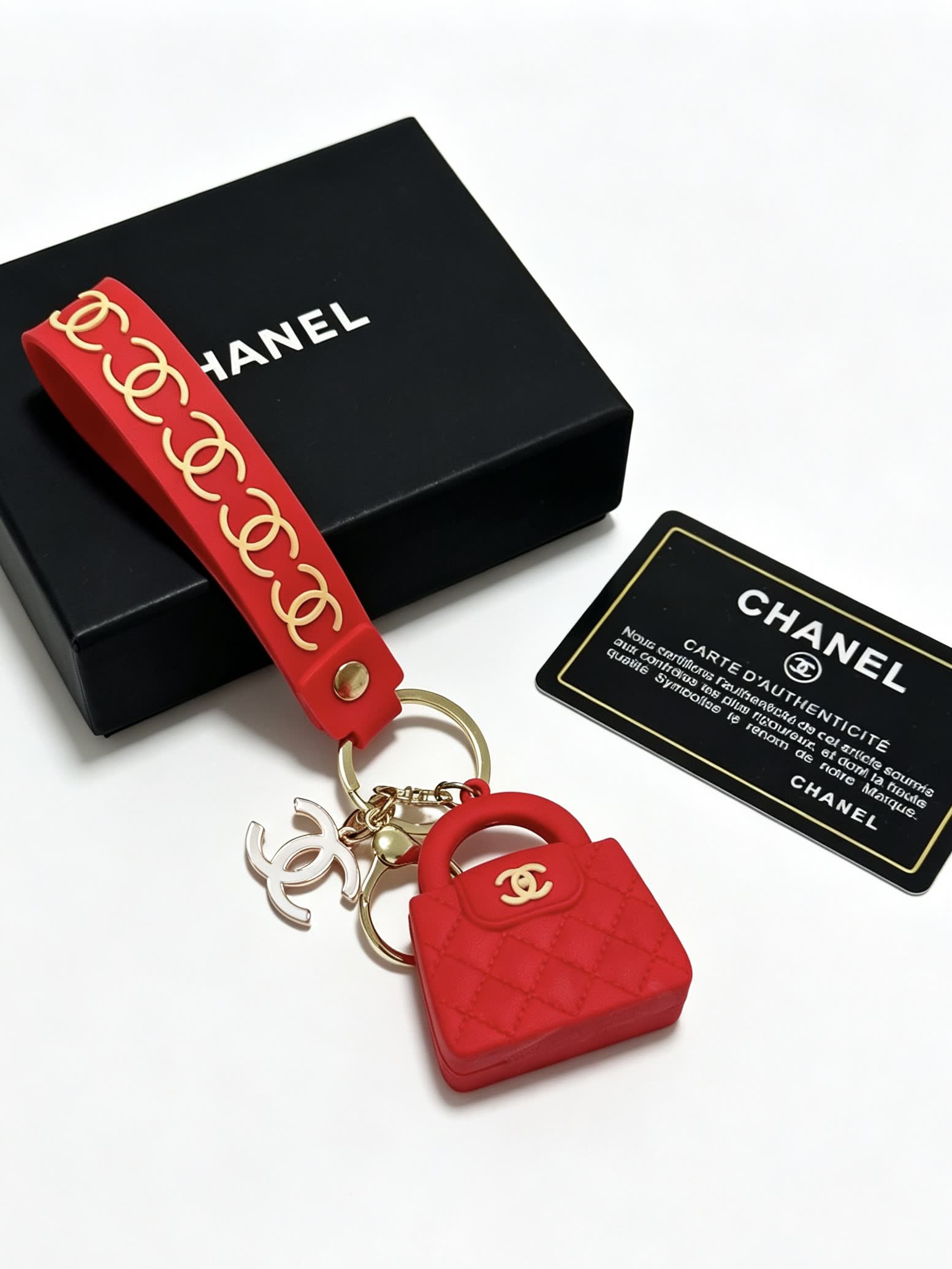 Chanel Red Quilted Bag Keychain
