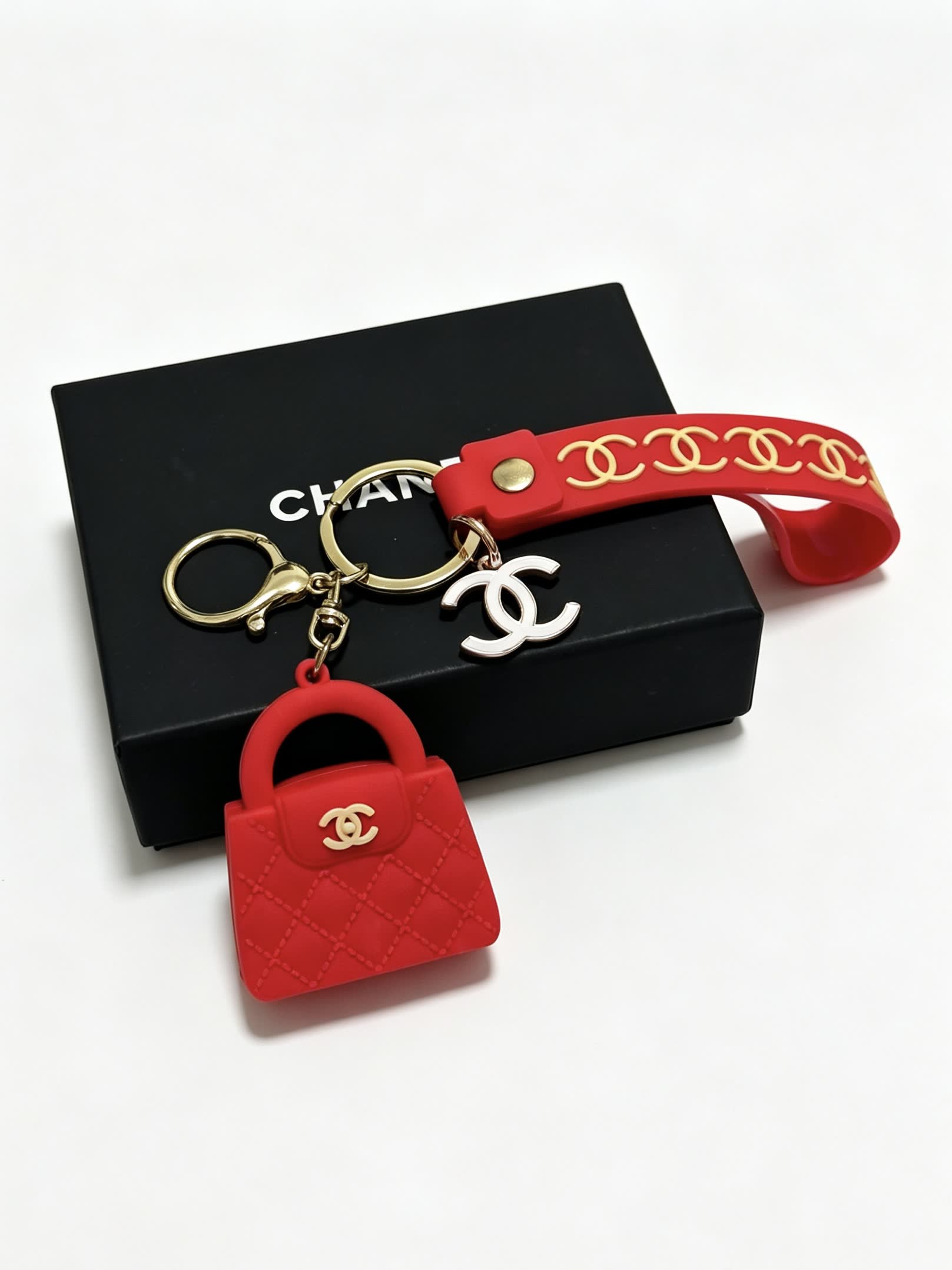 Chanel Red Quilted Bag Keychain