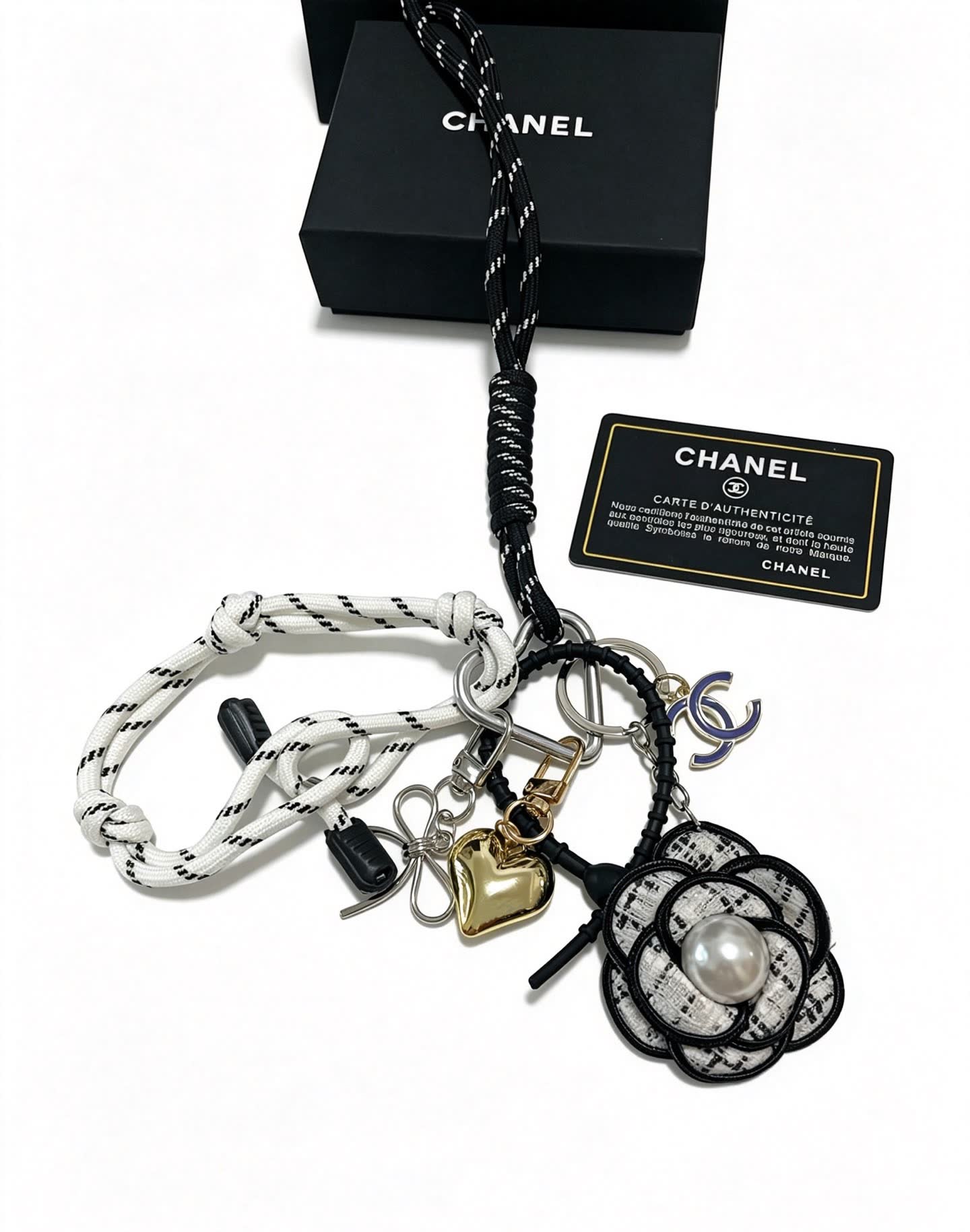 Chanel Keychain with Rope and Flower Design