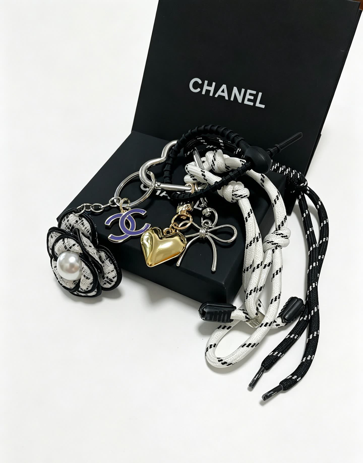 Chanel Keychain with Rope and Flower Design