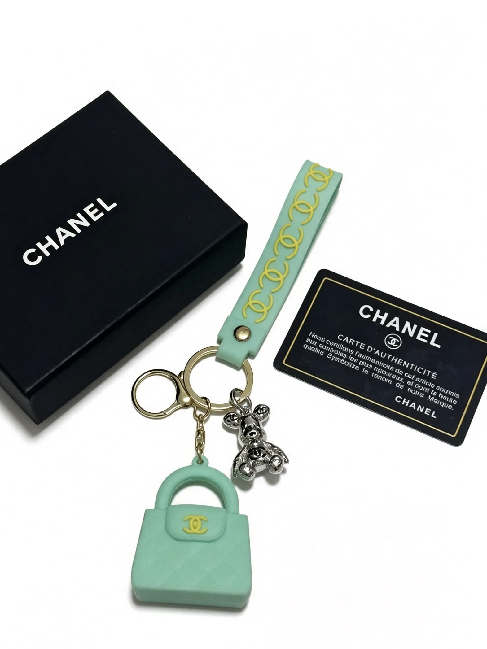 Chanel Keychain with Mint Green Bag Charm