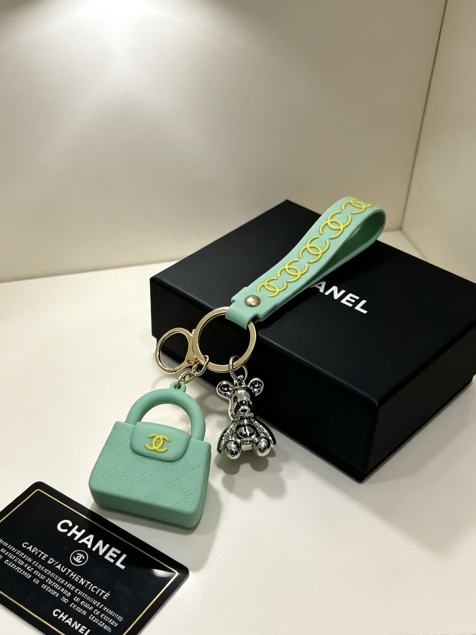 Chanel Keychain with Mint Green Bag Charm