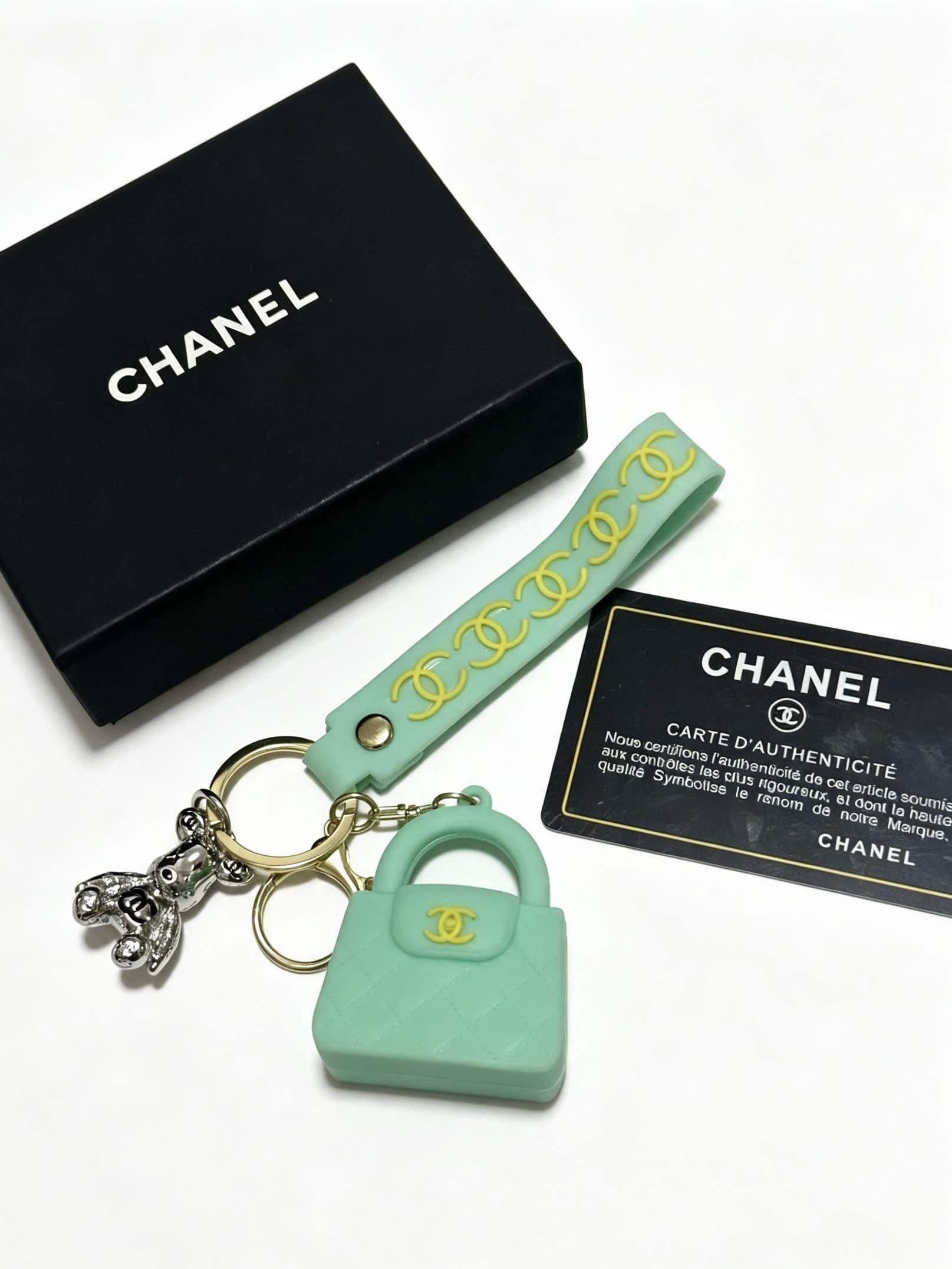 Chanel Keychain with Mint Green Bag Charm