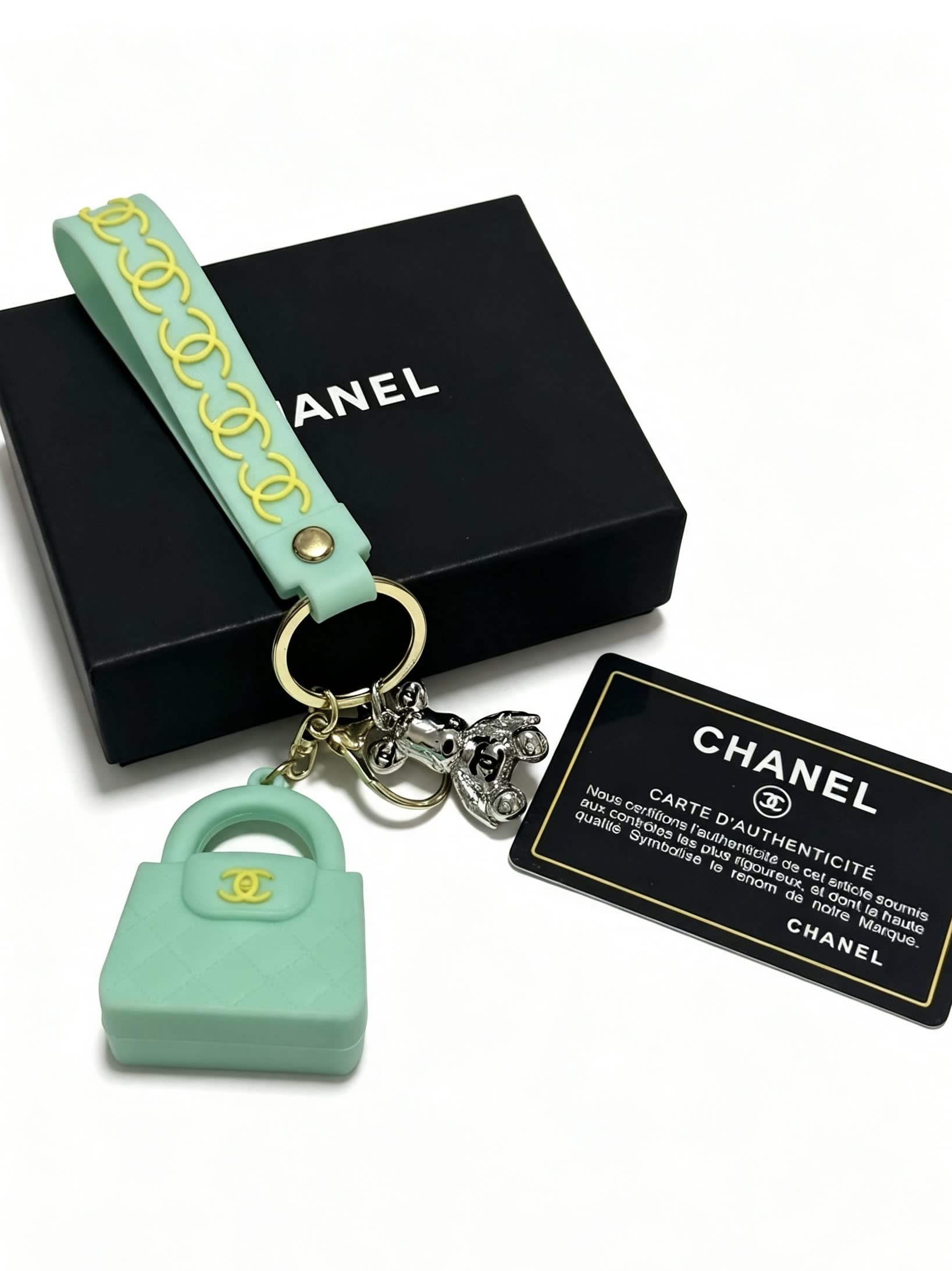 Chanel Keychain with Mint Green Bag Charm
