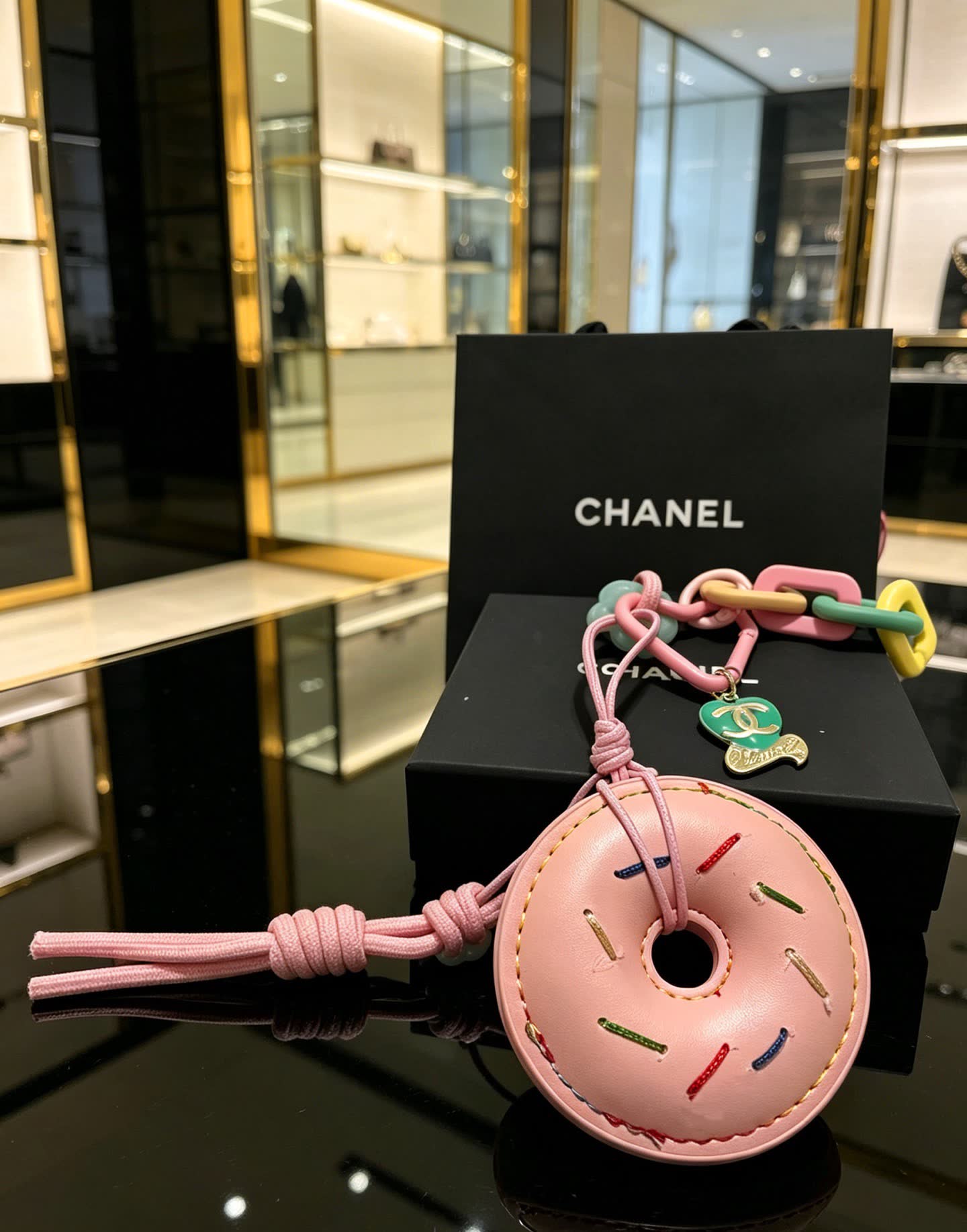 Chanel Pink Donut Keychain