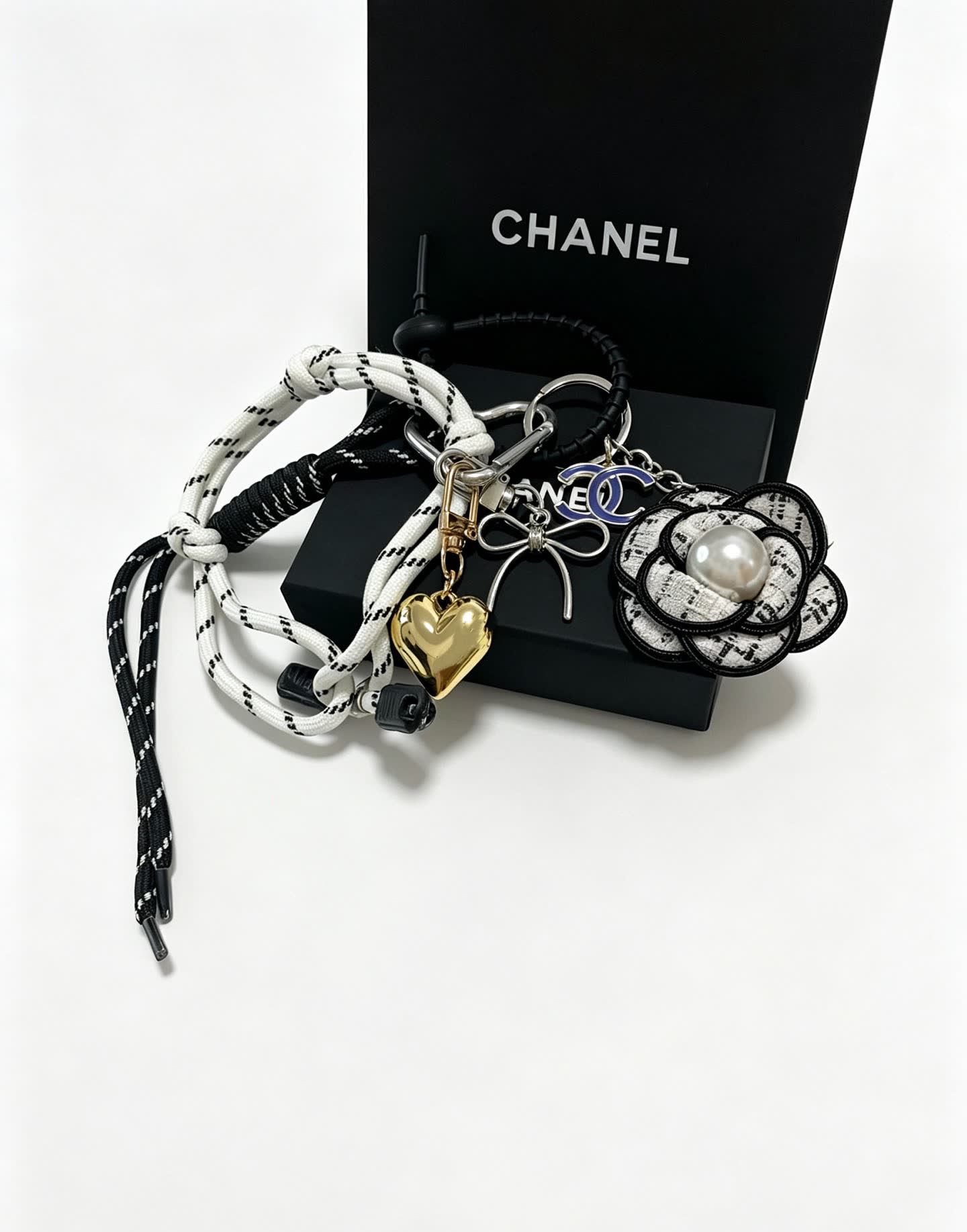 Chanel Keychain with Rope and Flower Design