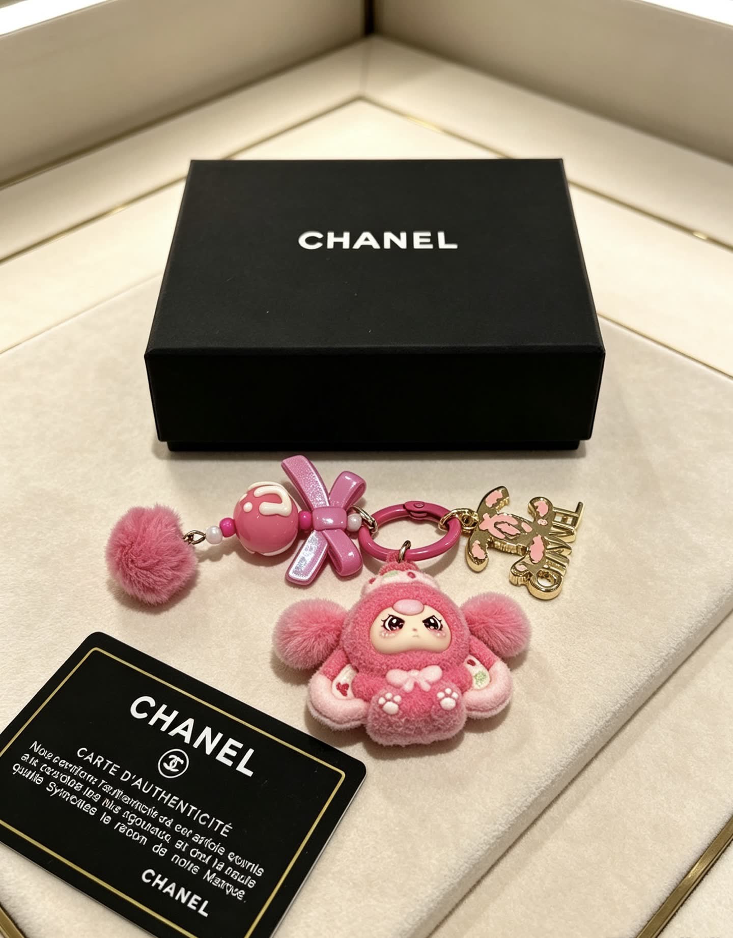 Chanel Pink Charm Keychain