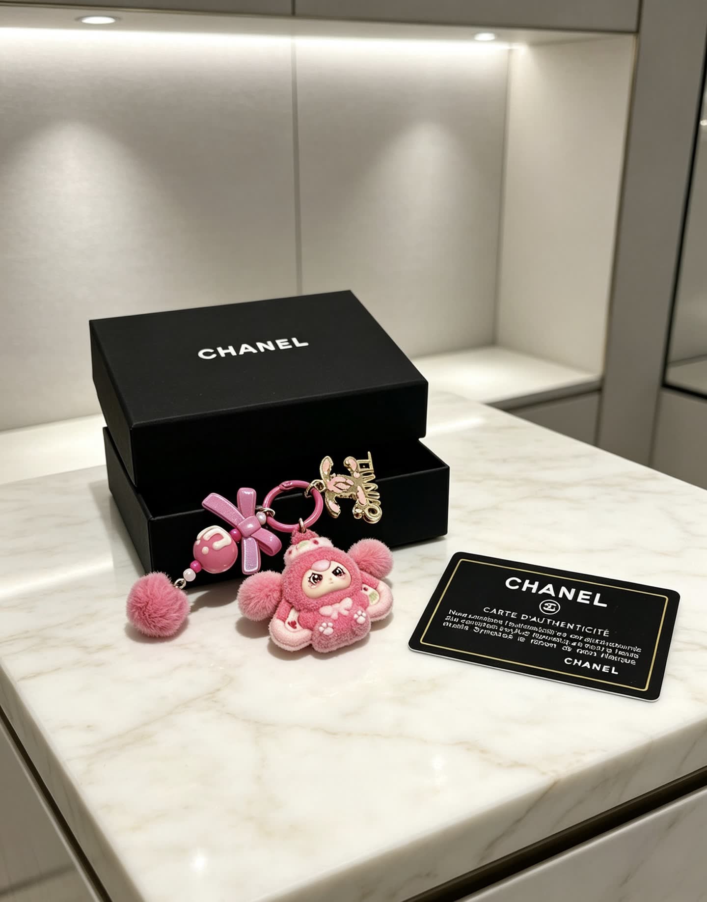 Chanel Pink Charm Keychain