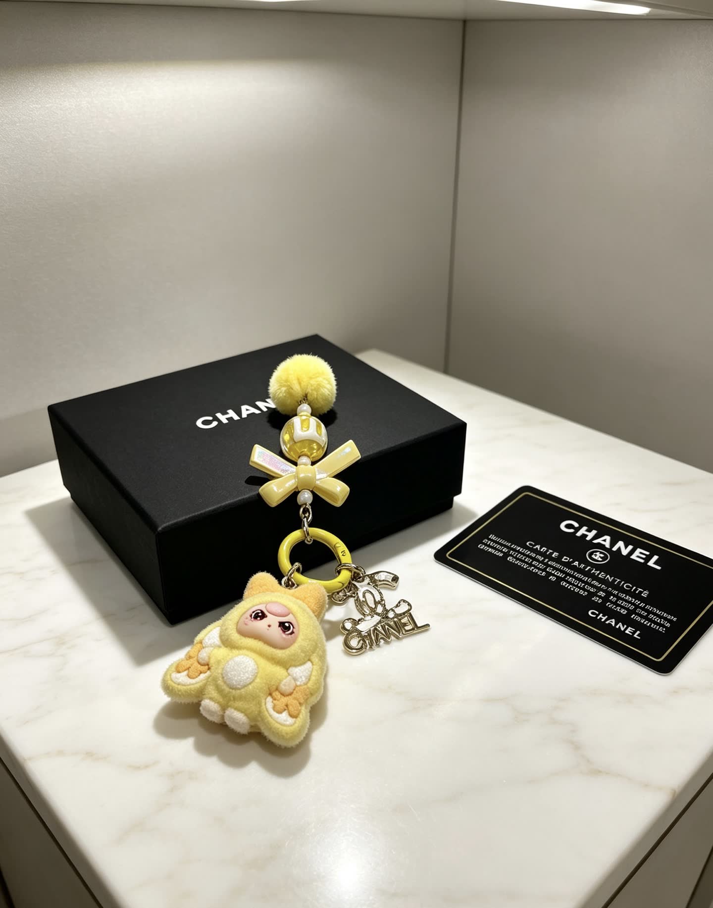 Chanel Yellow Charm Keychain