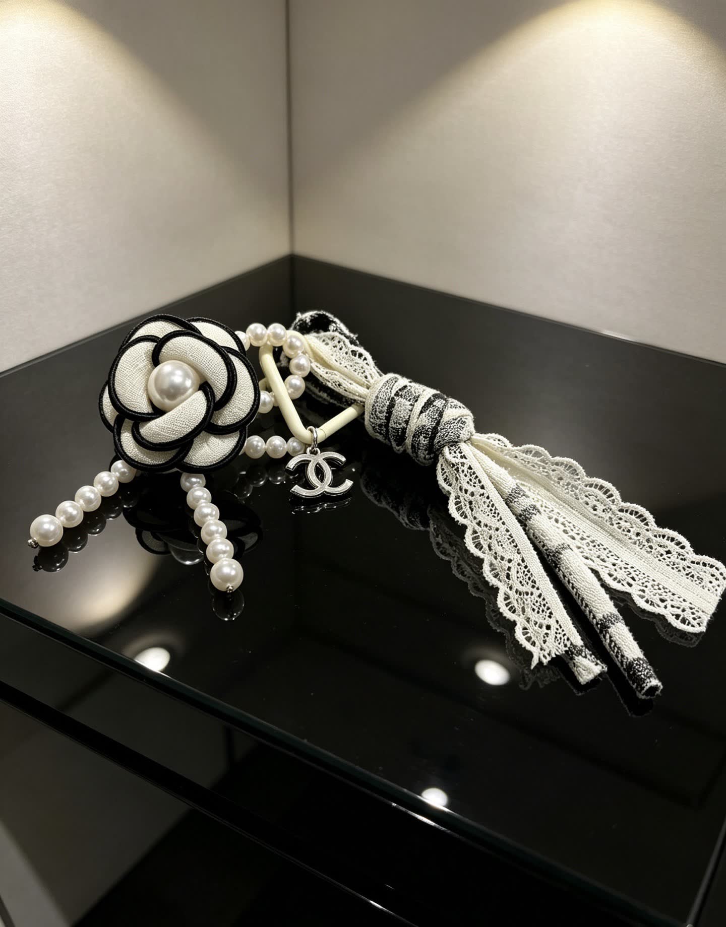 Chanel Pearl and Lace Keychain