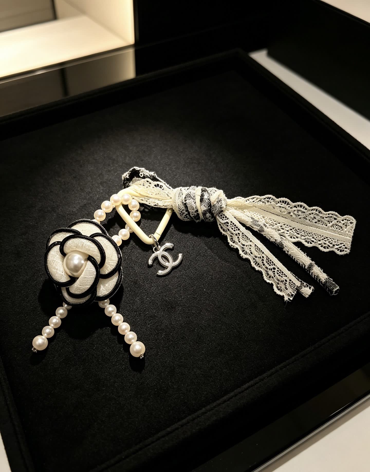 Chanel Pearl and Lace Keychain
