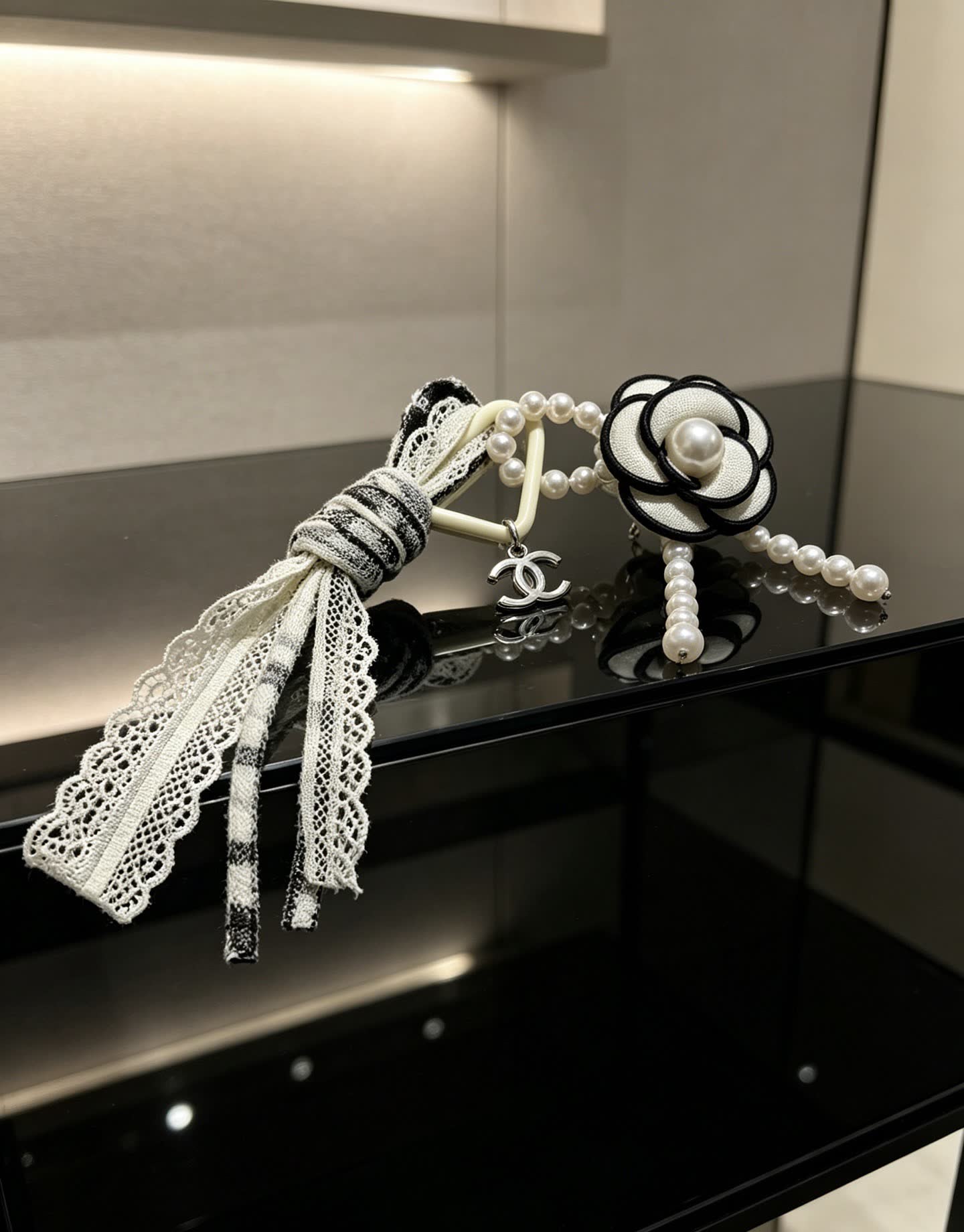 Chanel Pearl and Lace Keychain