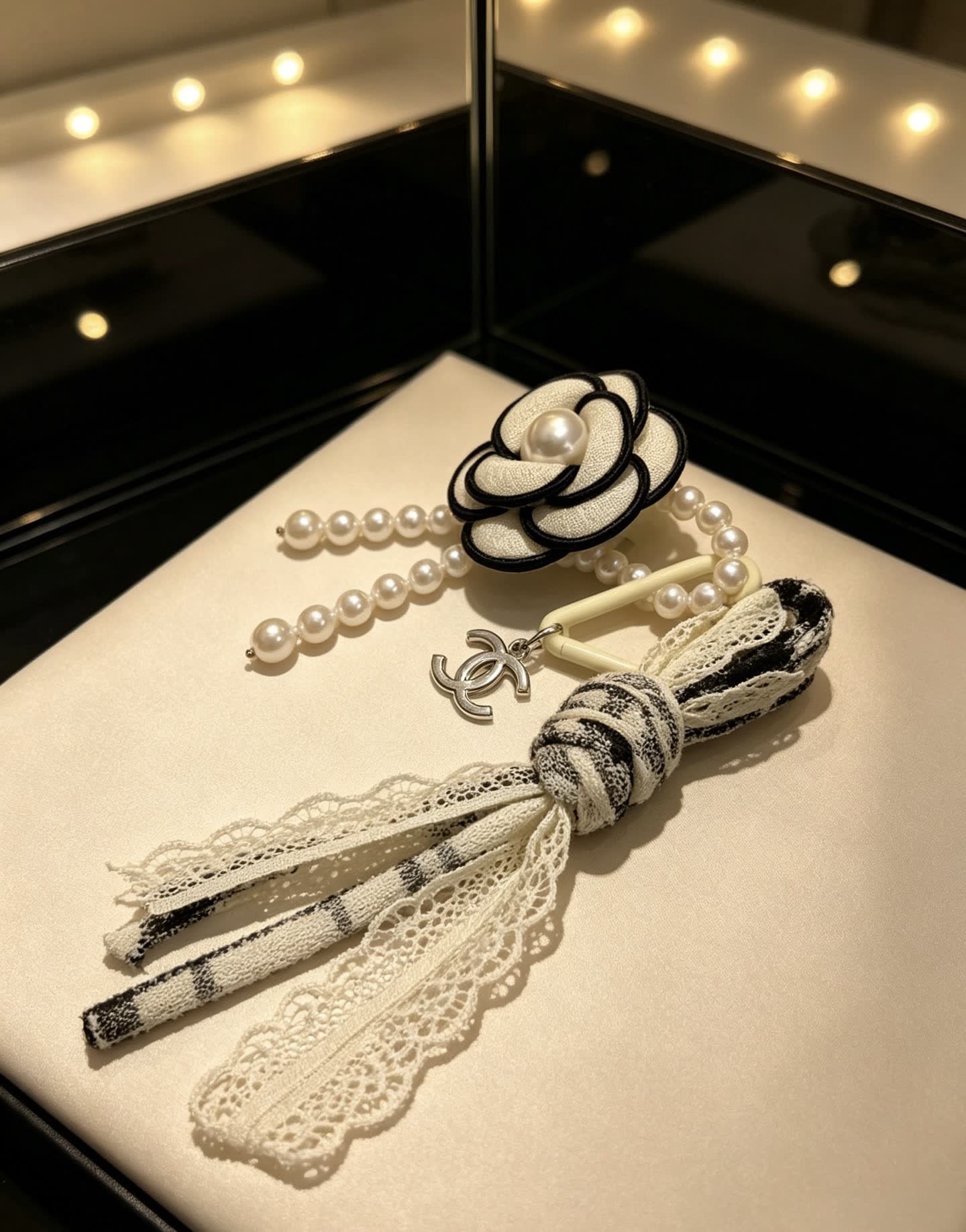 Chanel Pearl and Lace Keychain