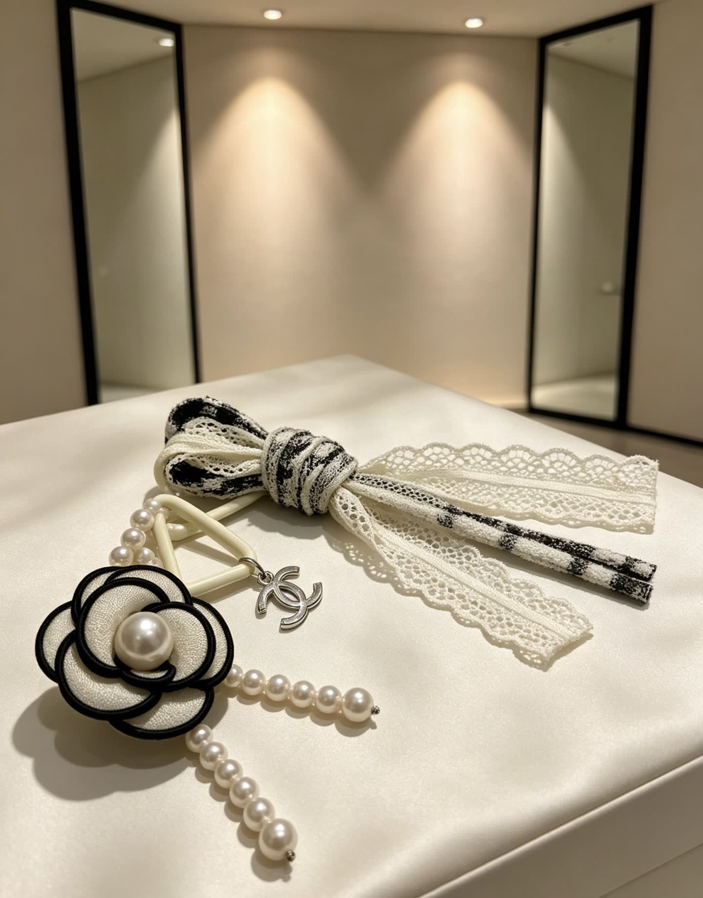 Chanel Pearl and Lace Keychain