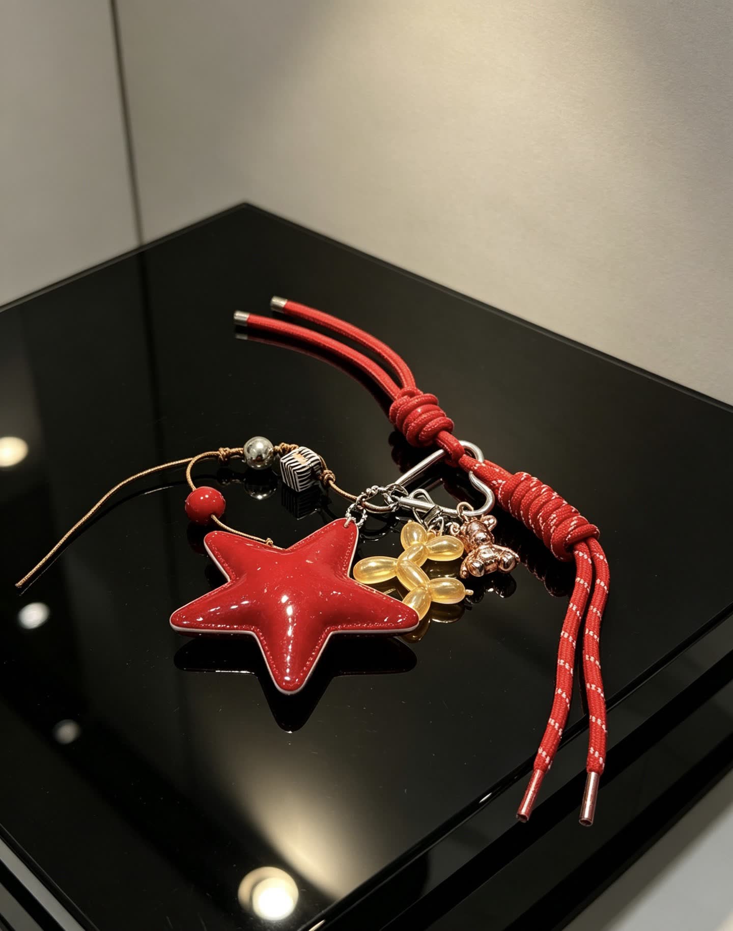 Chanel Red Star Charm Keychain