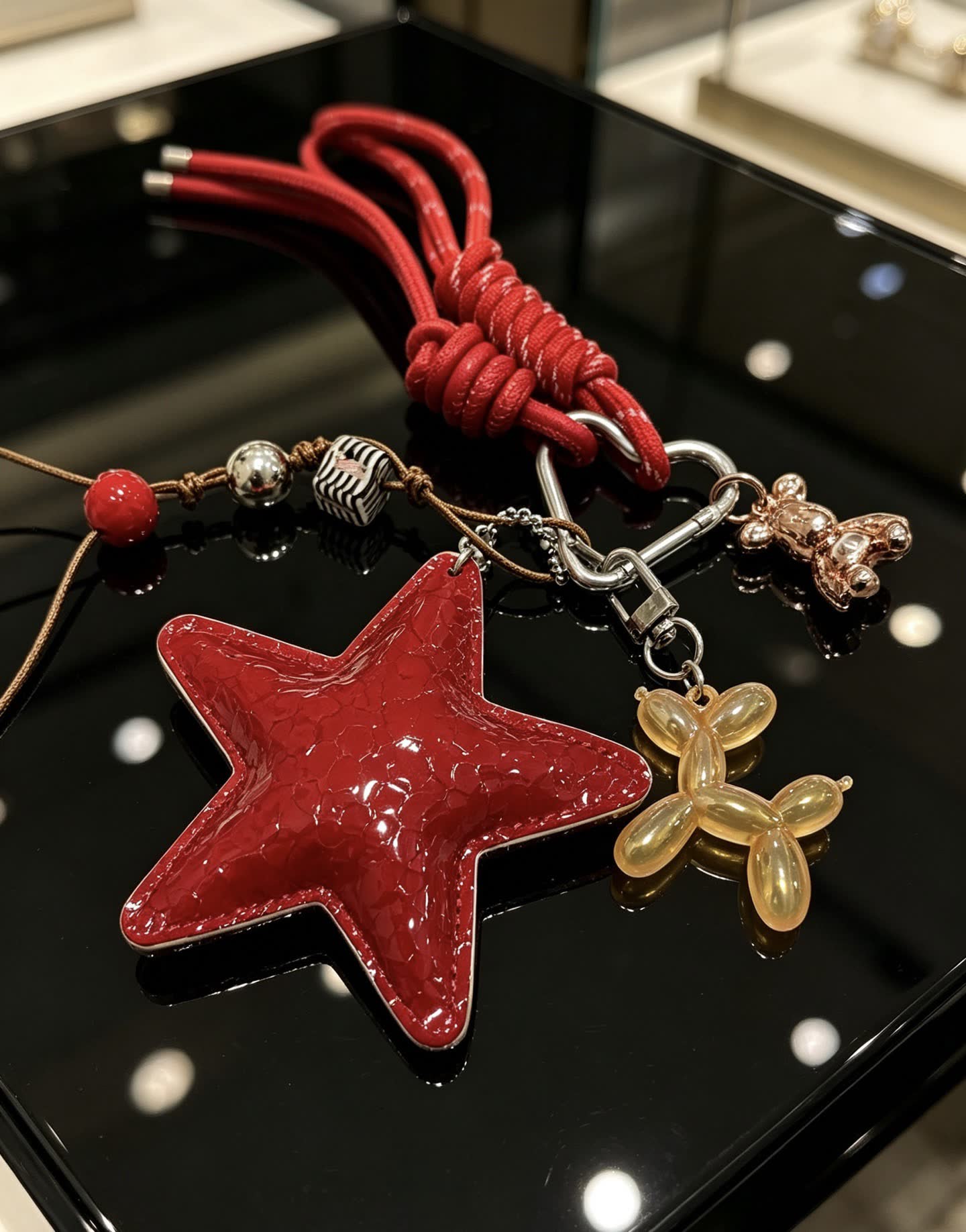 Chanel Red Star Charm Keychain