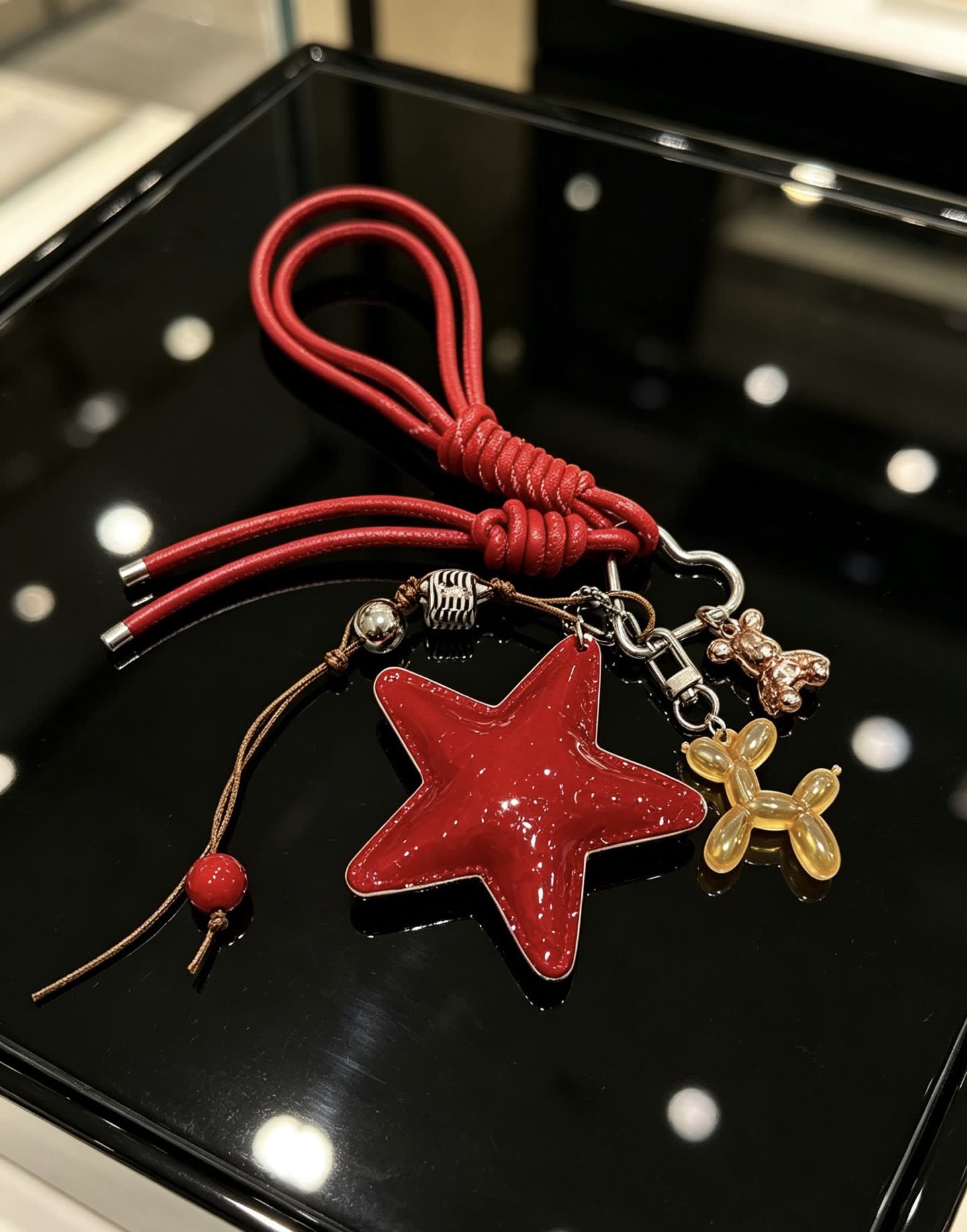 Chanel Red Star Charm Keychain