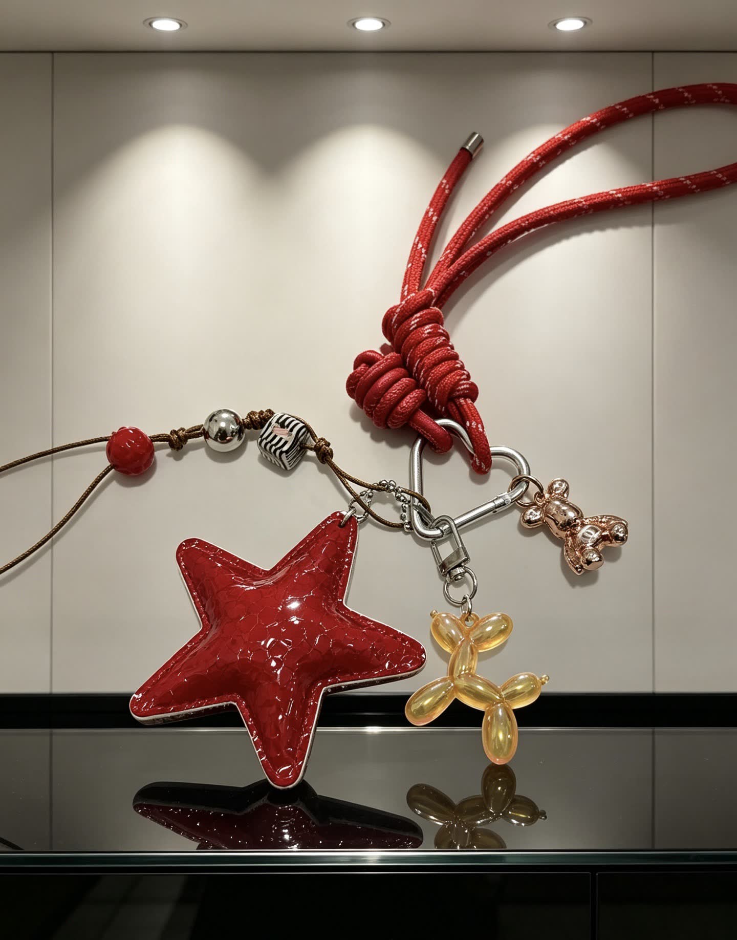 Chanel Red Star Charm Keychain