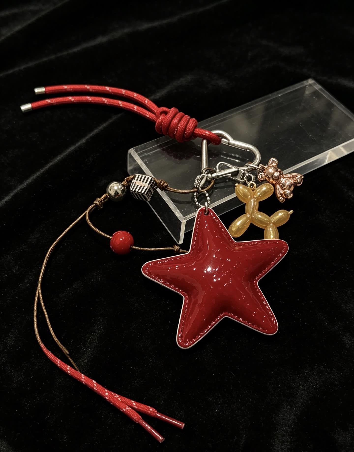Chanel Red Star Charm Keychain