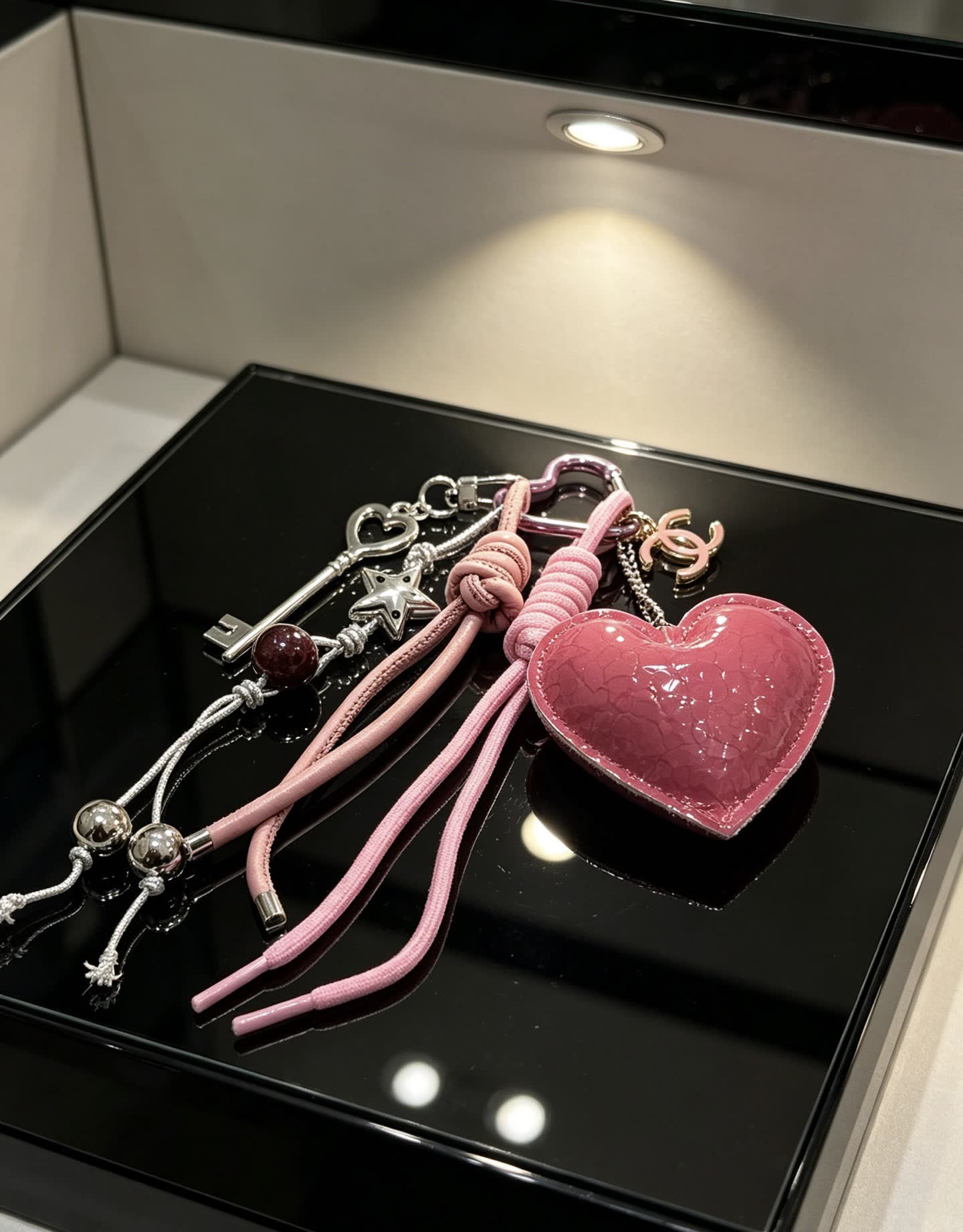 Chanel Pink Heart Keychain