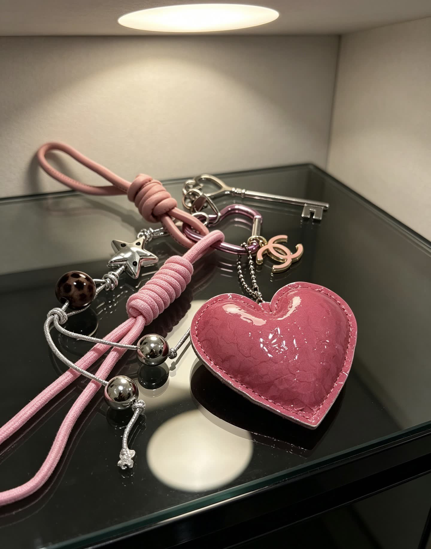 Chanel Pink Heart Keychain