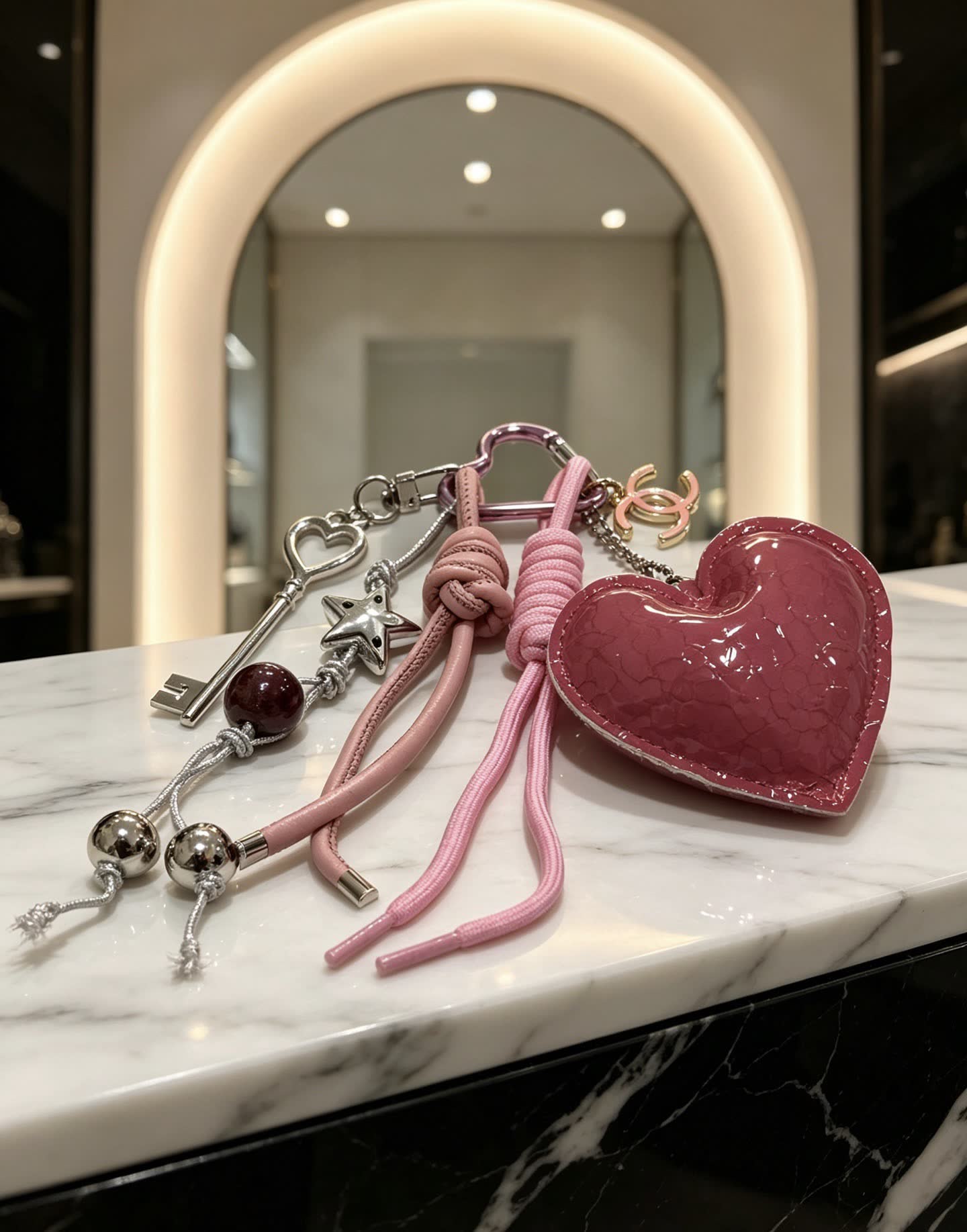 Chanel Pink Heart Keychain