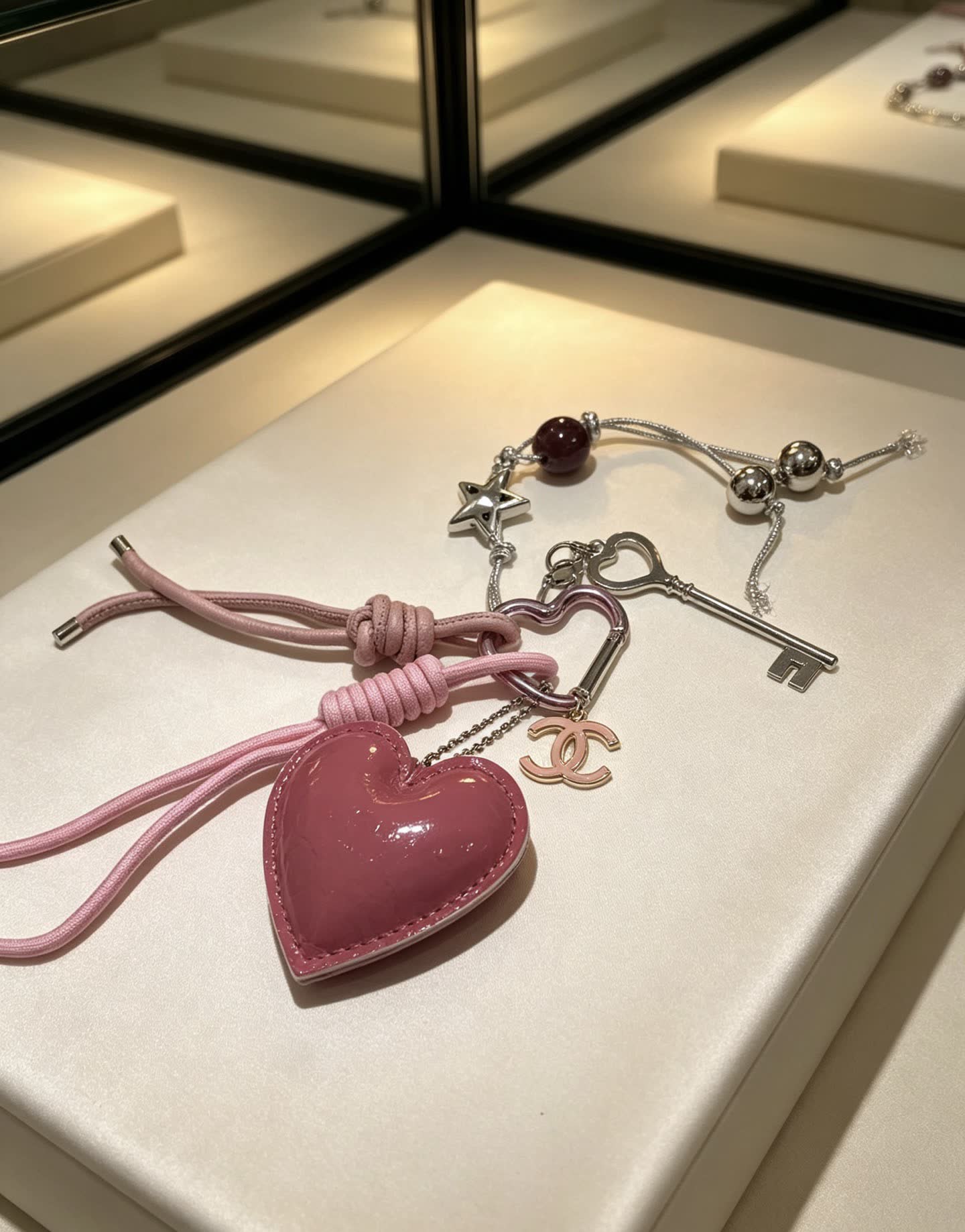 Chanel Pink Heart Keychain