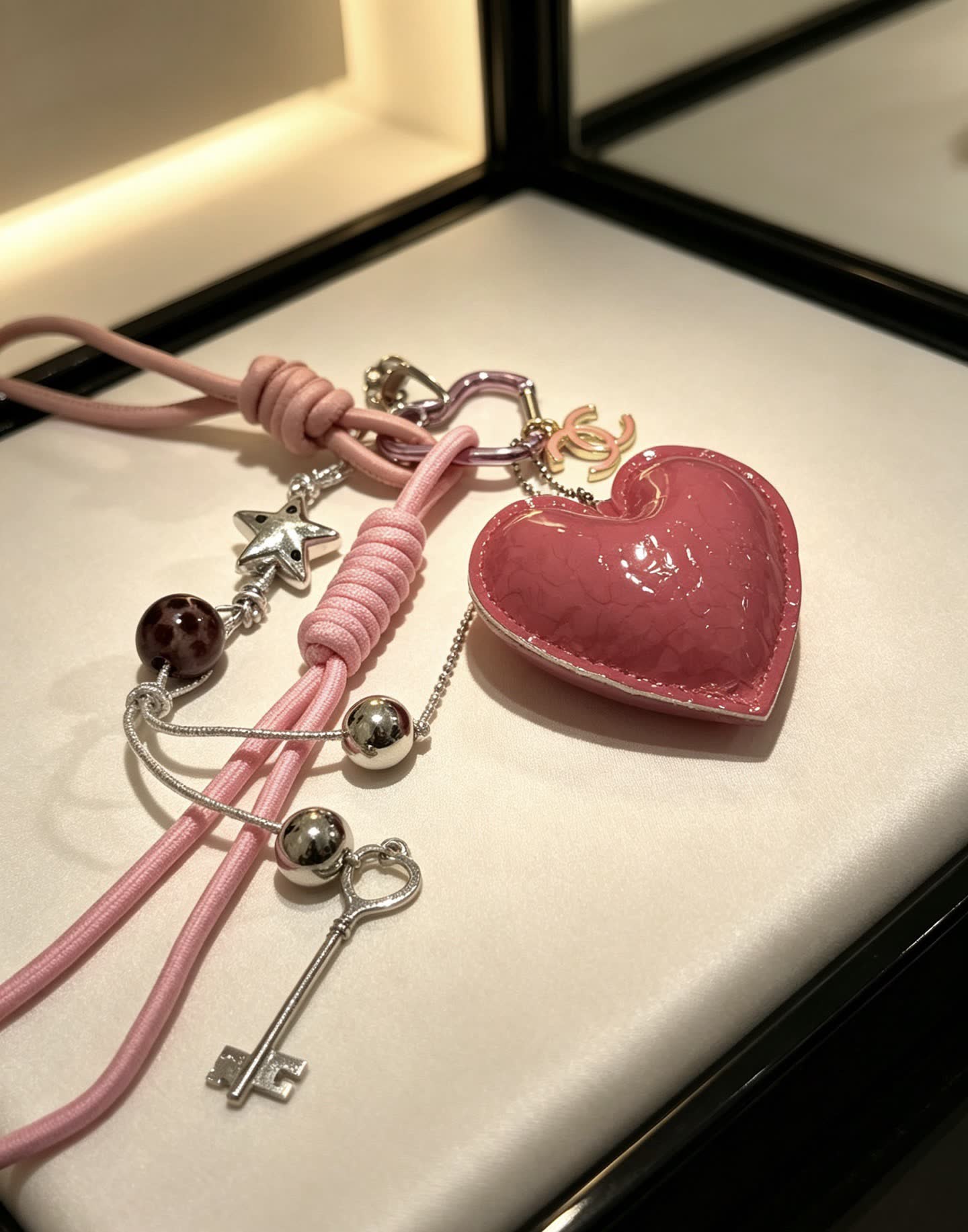 Chanel Pink Heart Keychain