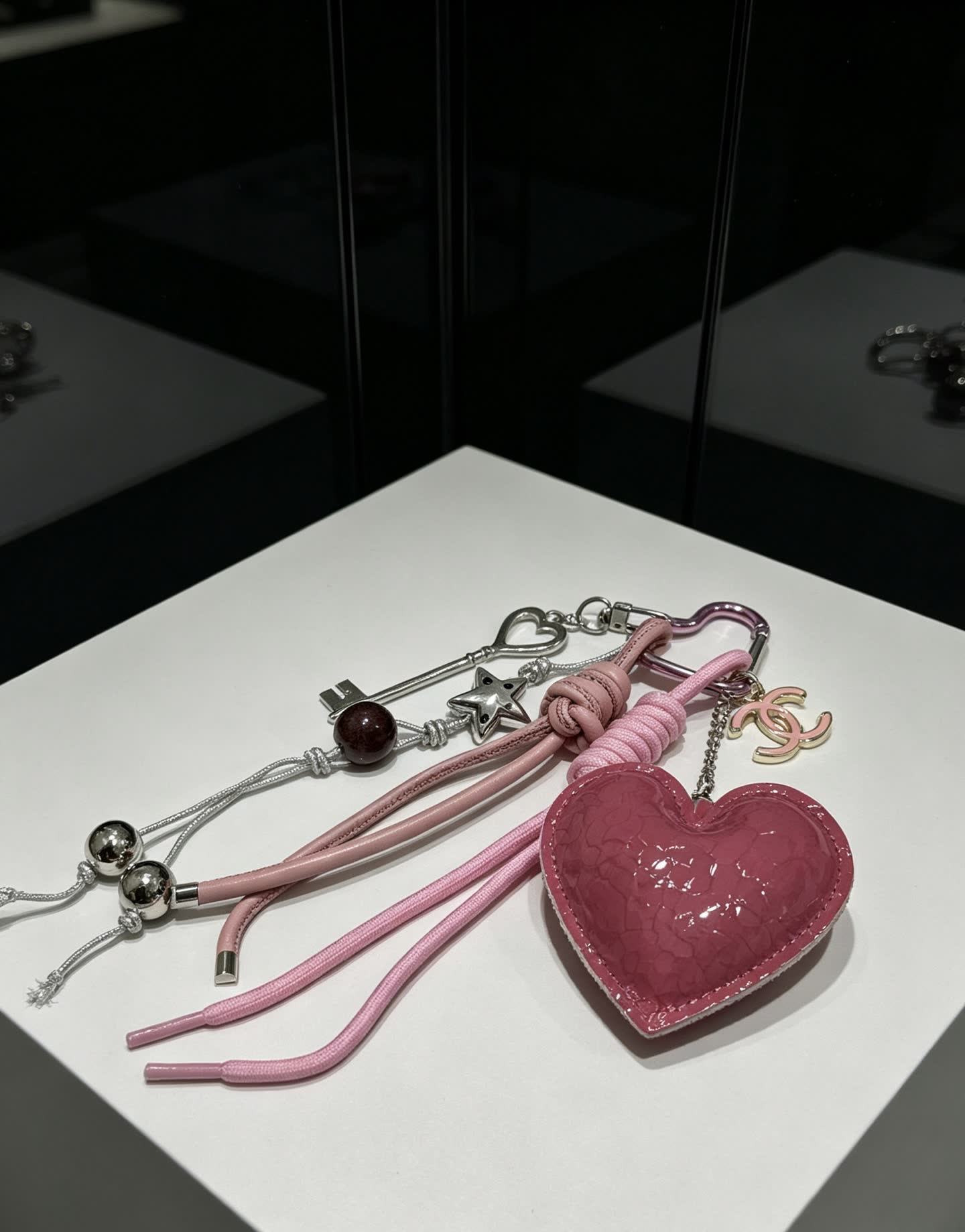 Chanel Pink Heart Keychain
