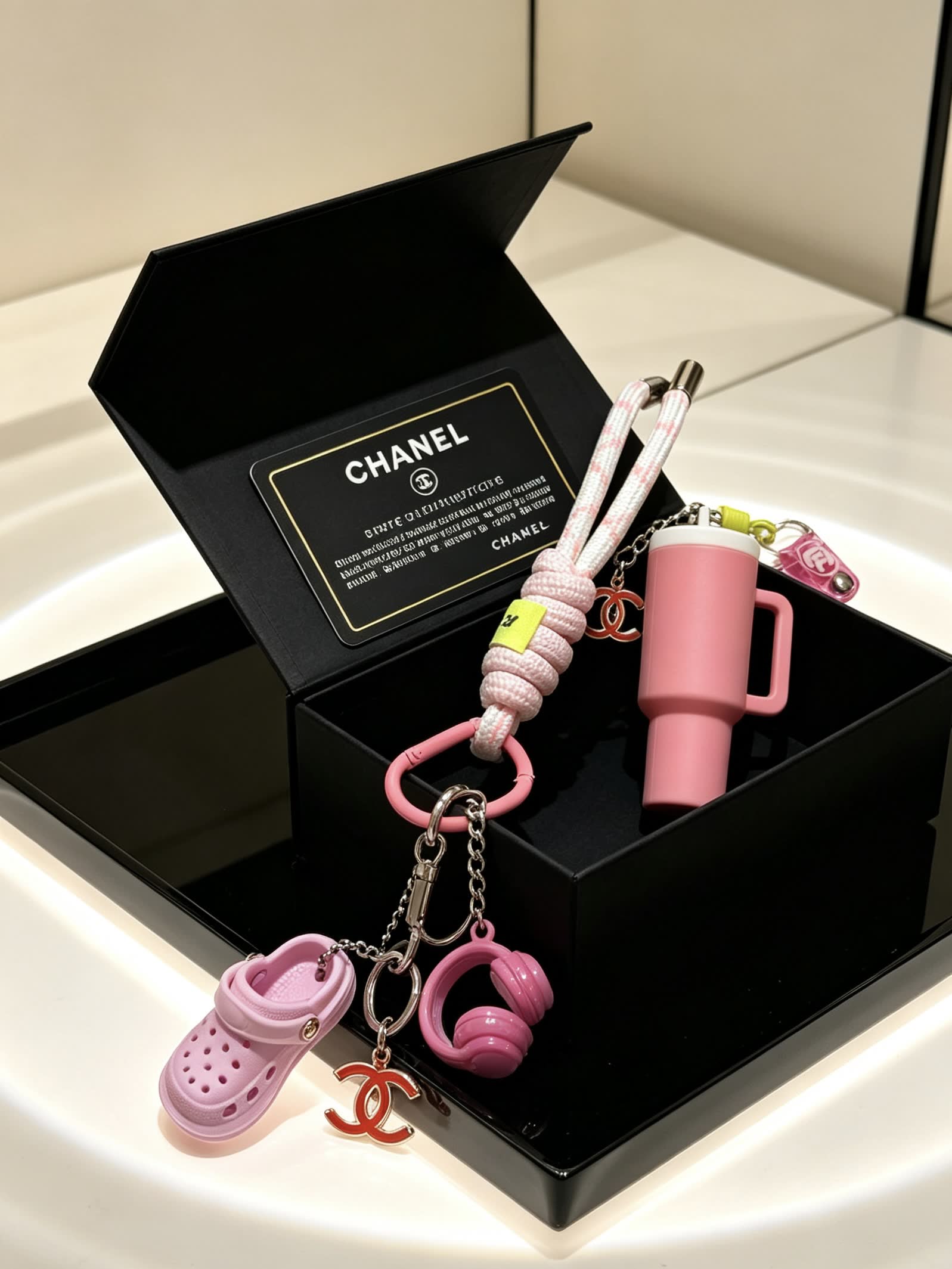 Chanel Pink Keychain Set