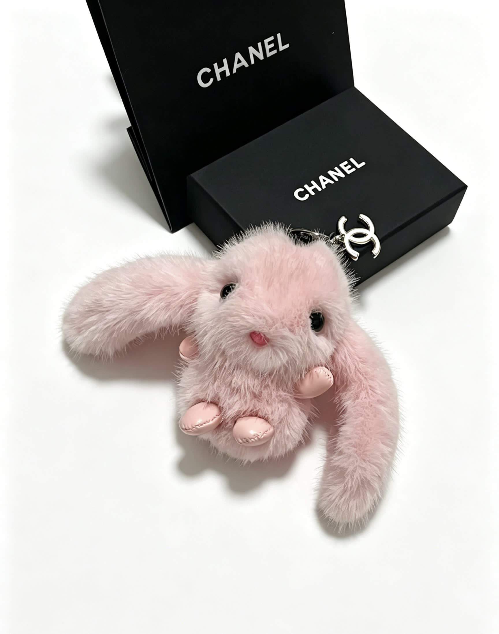 Chanel Pink Furry Bunny Keychain