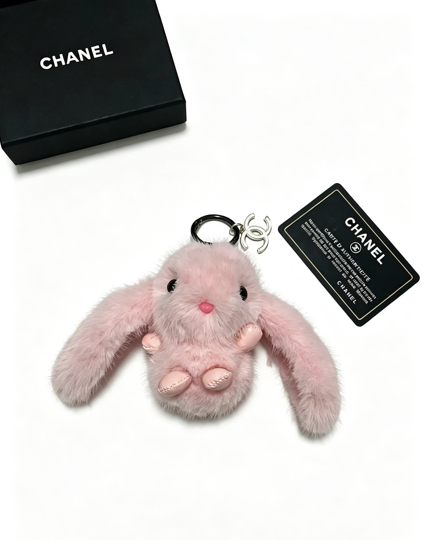 Chanel Pink Furry Bunny Keychain