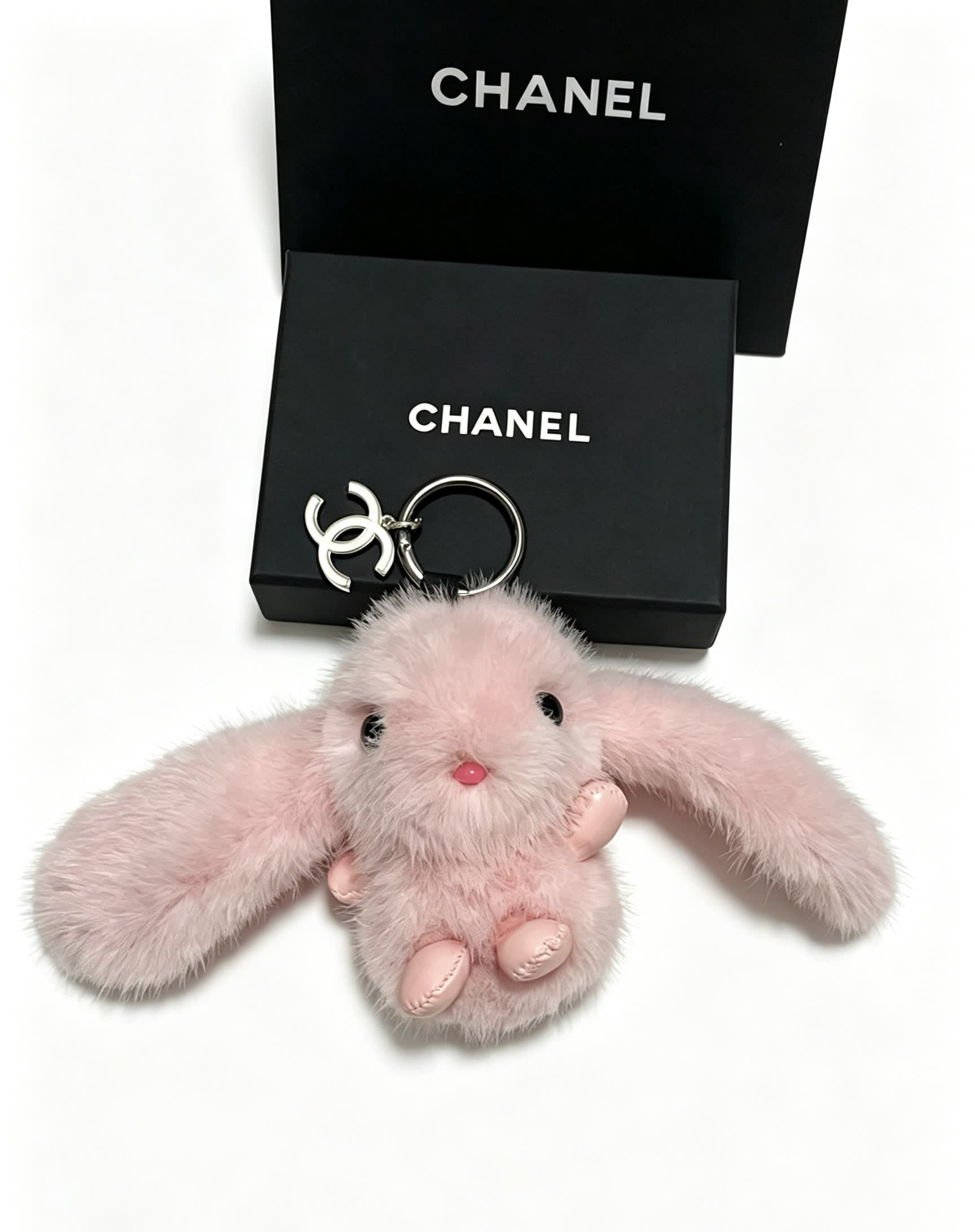 Chanel Pink Furry Bunny Keychain