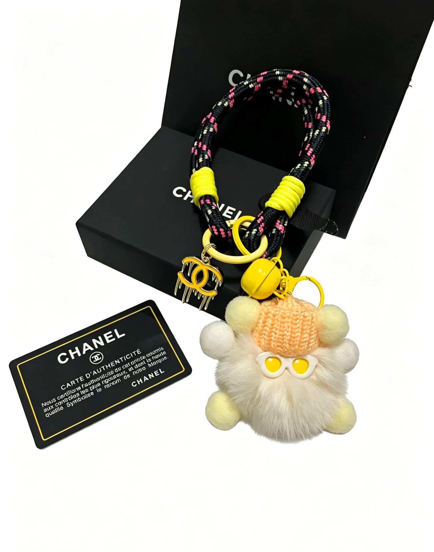 Chanel Keychain with Fur and Beads