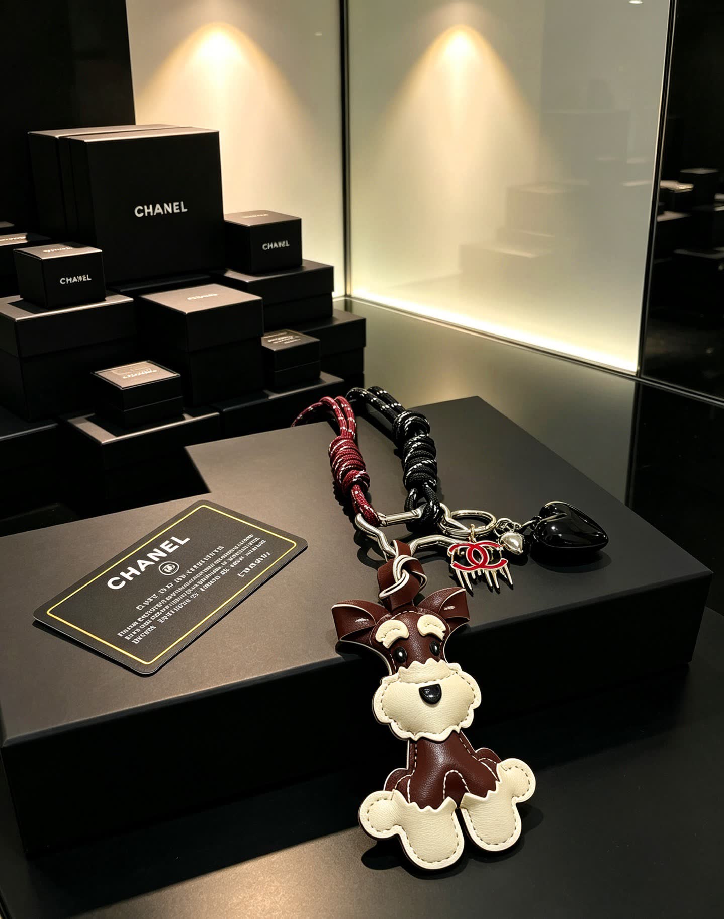 Chanel Leather Dog Keychain