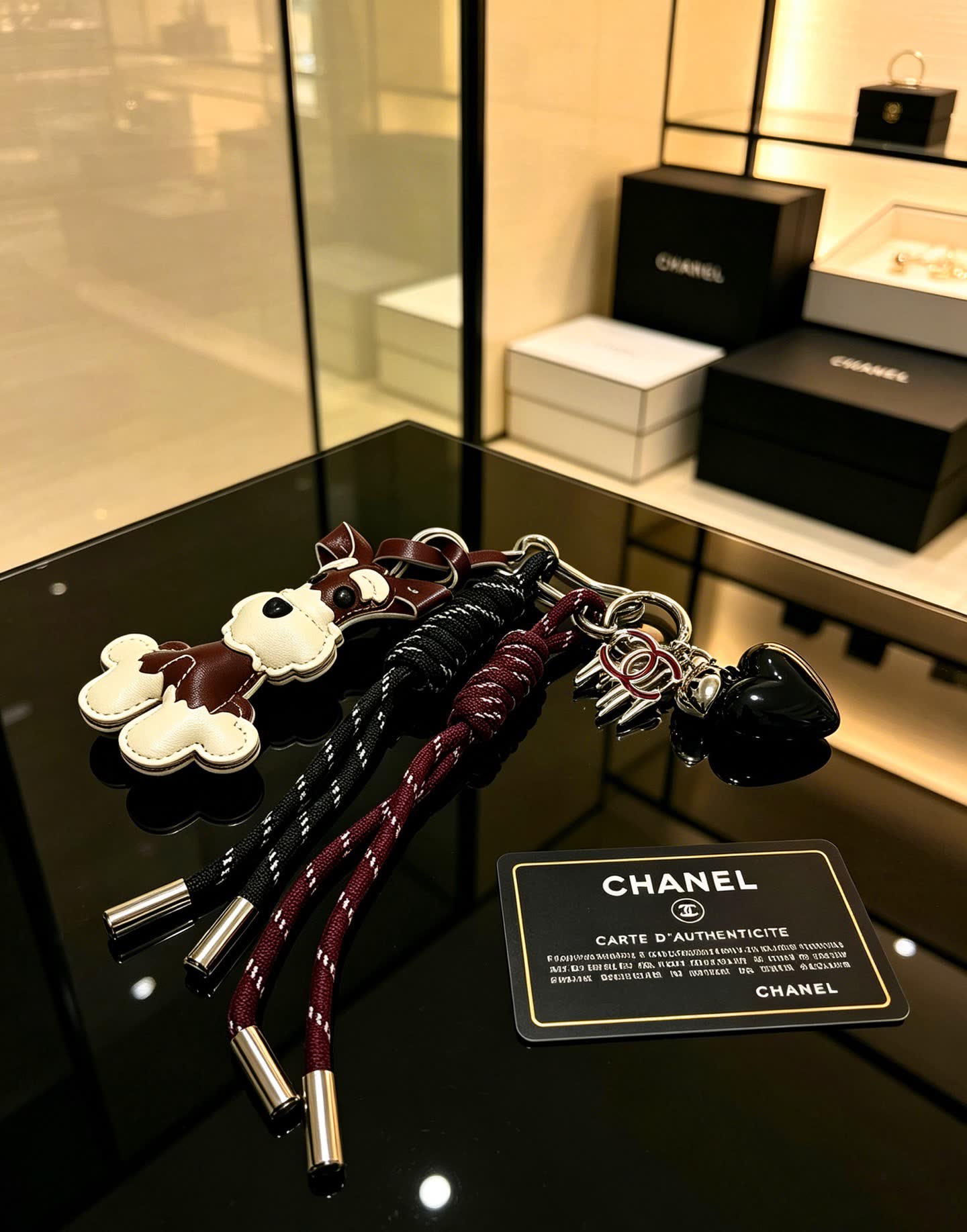 Chanel Leather Dog Keychain