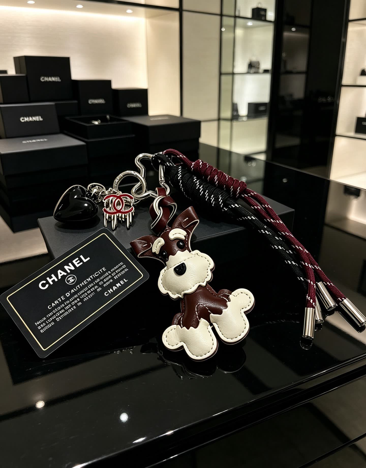 Chanel Leather Dog Keychain