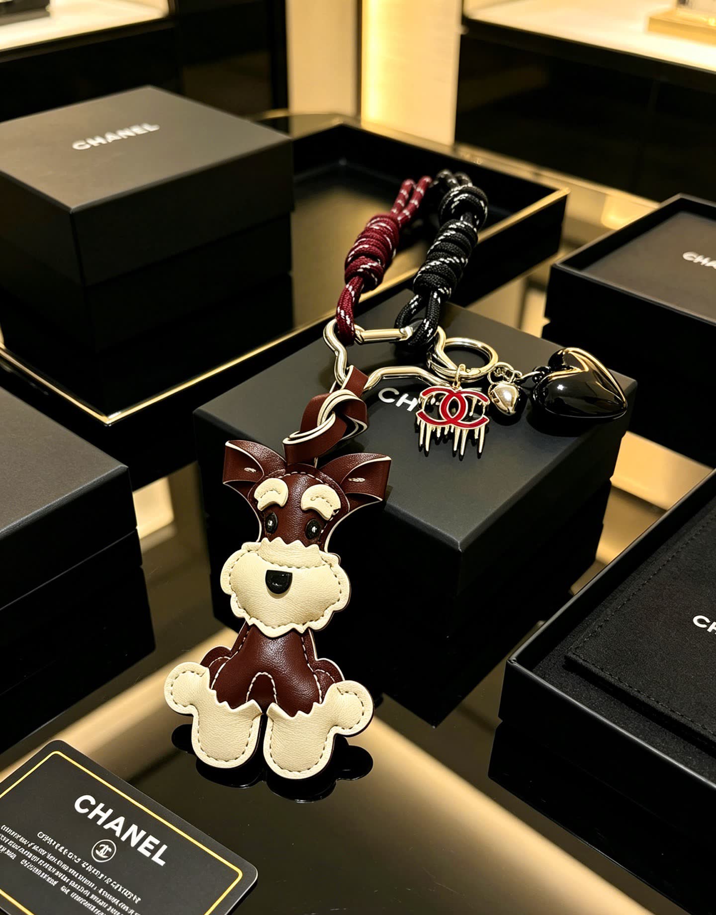 Chanel Leather Dog Keychain